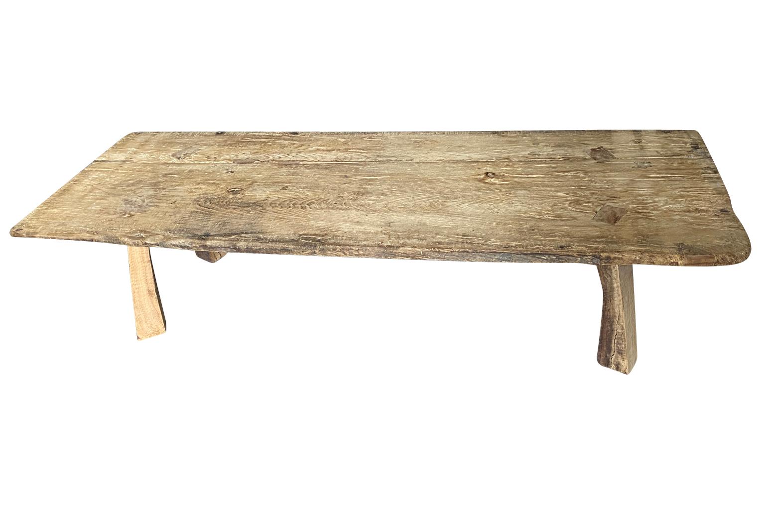 A terrific Table Basse - Coffee Table from the Catalan region of Spain.  Soundly constructed from from beautiful chestnut with a solid board top.  Wonderful patina and graining.