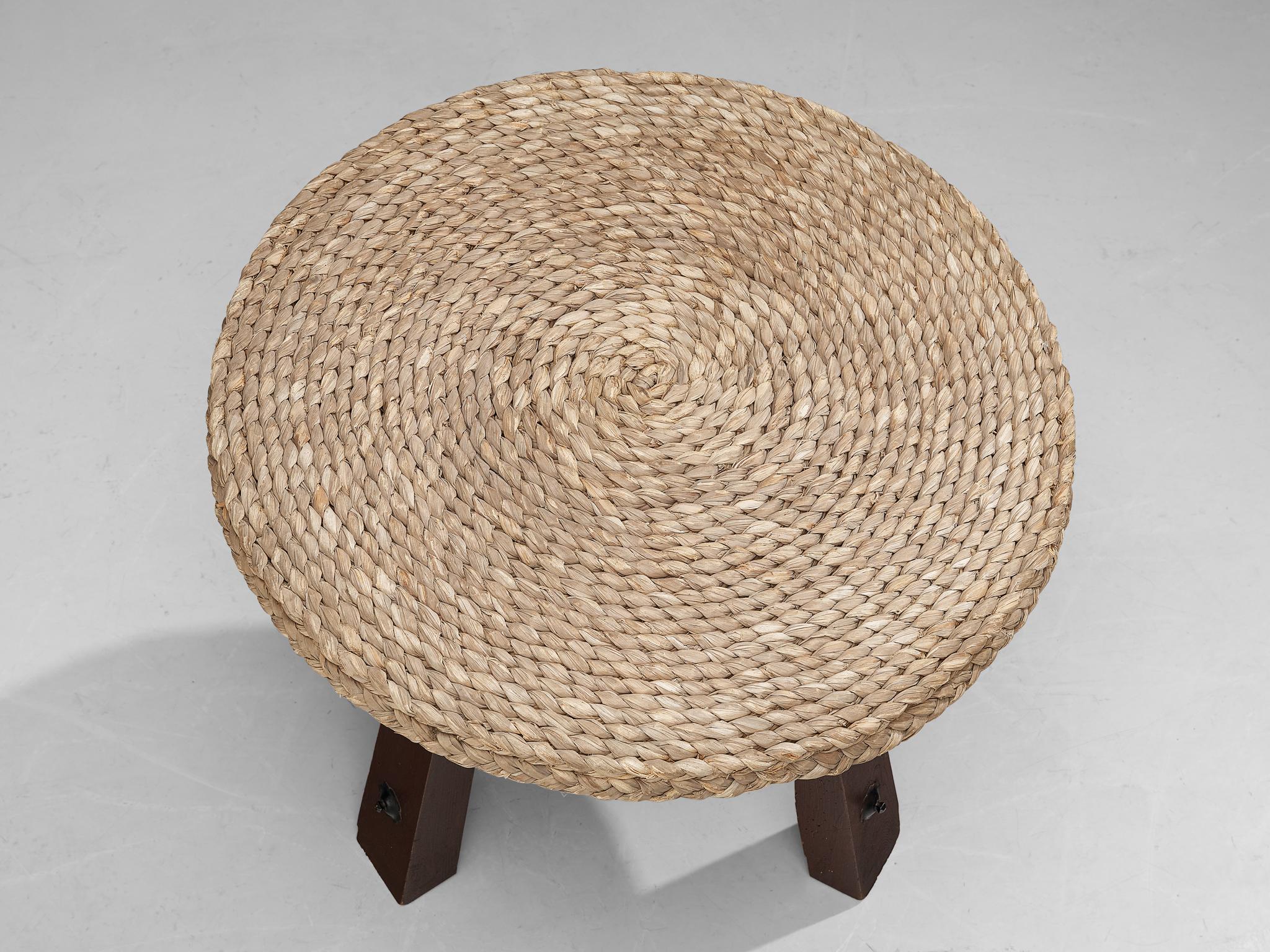 Spanish Table in Braided Straw In Good Condition For Sale In Waalwijk, NL