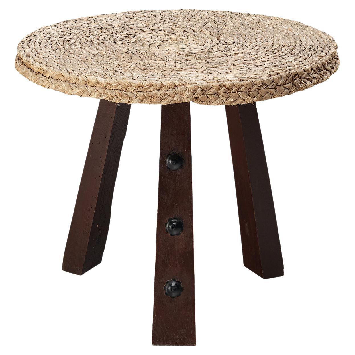 Spanish Table in Braided Straw For Sale