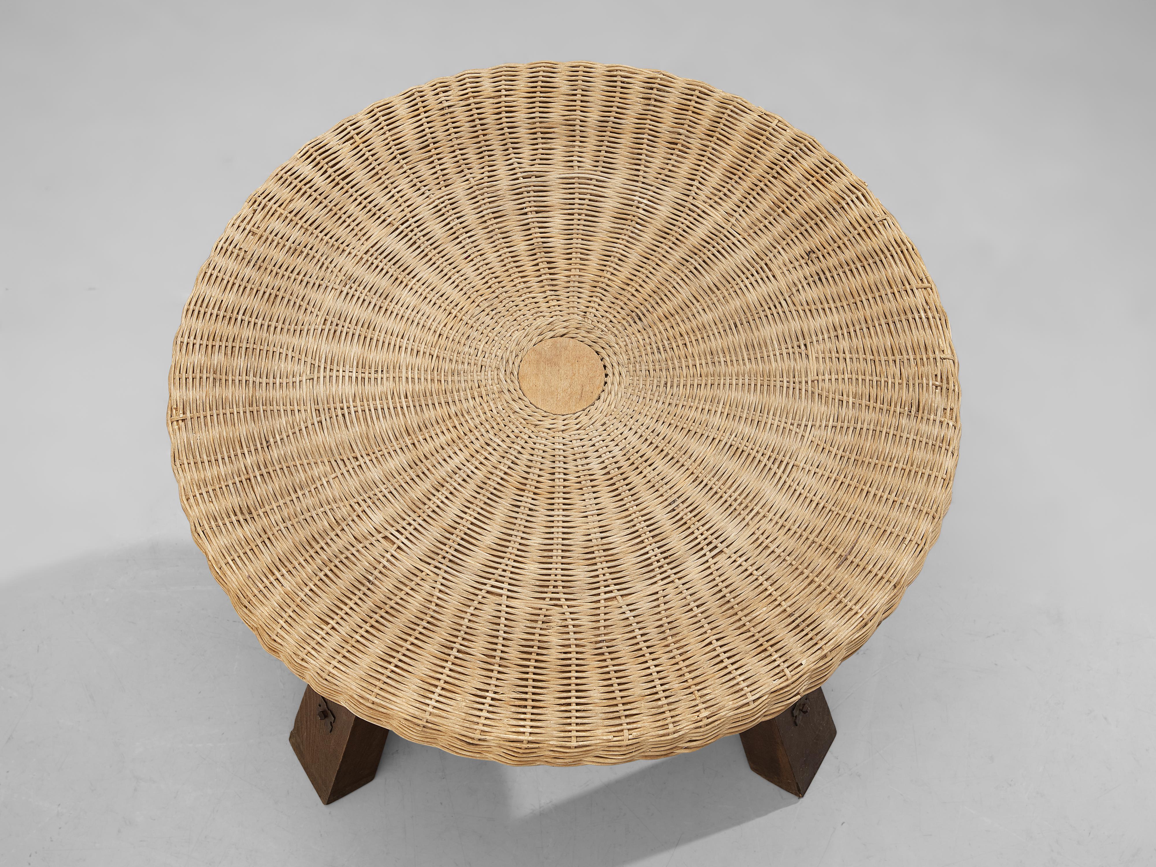 Mid-Century Modern Spanish Table in Cane Wicker