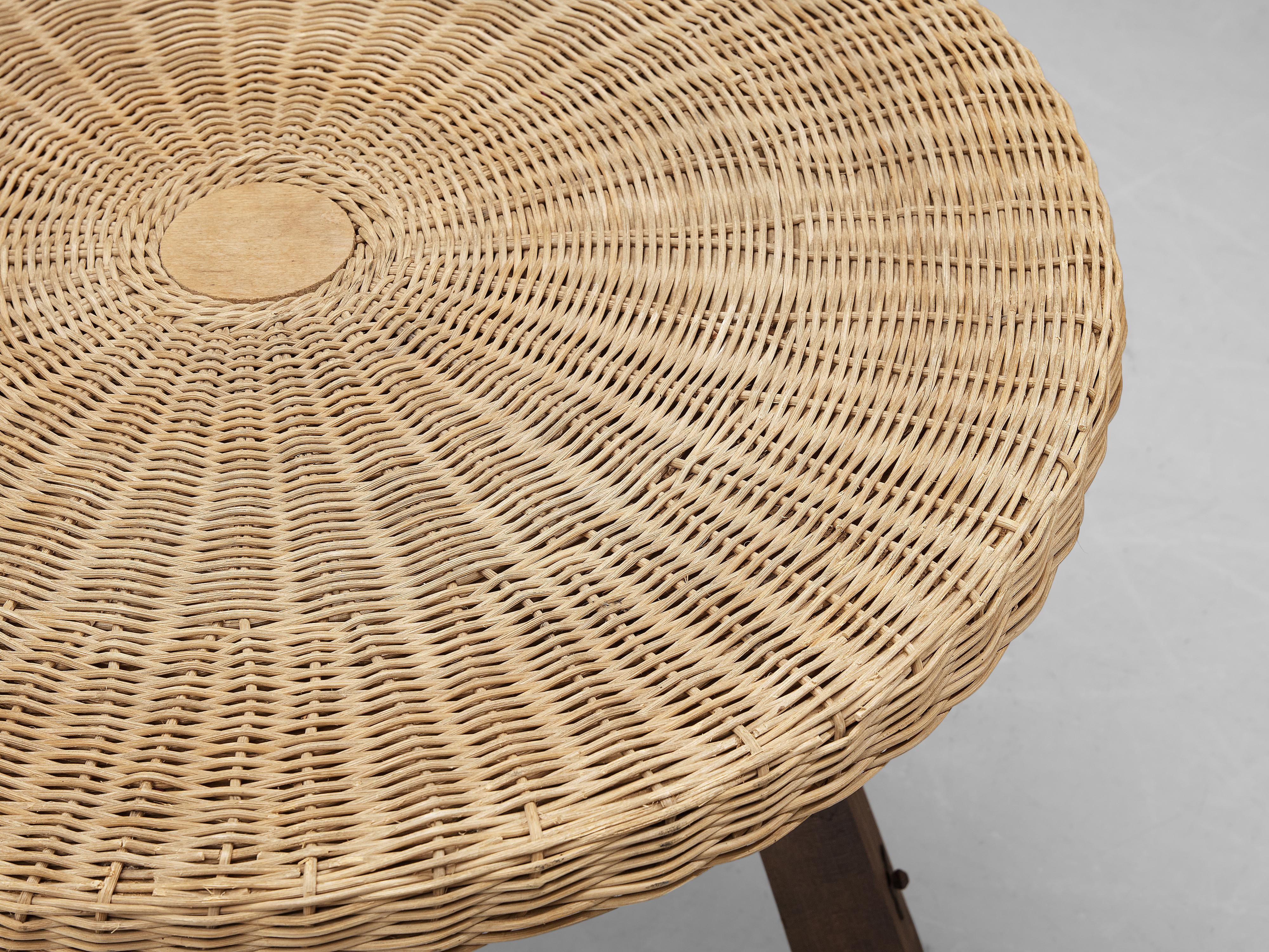 Mid-20th Century Spanish Table in Cane Wicker