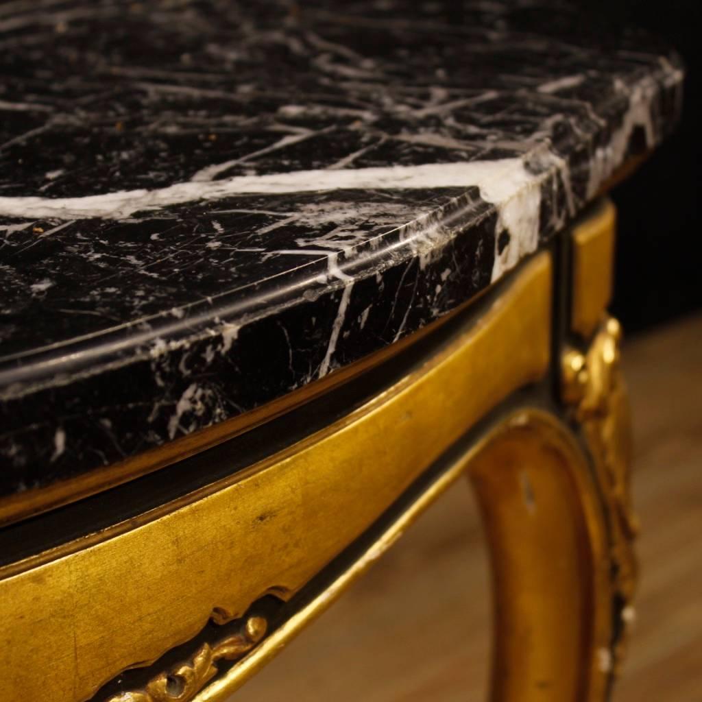 Spanish Table in Lacquered and Giltwood with Marble Top from 20th Century 7