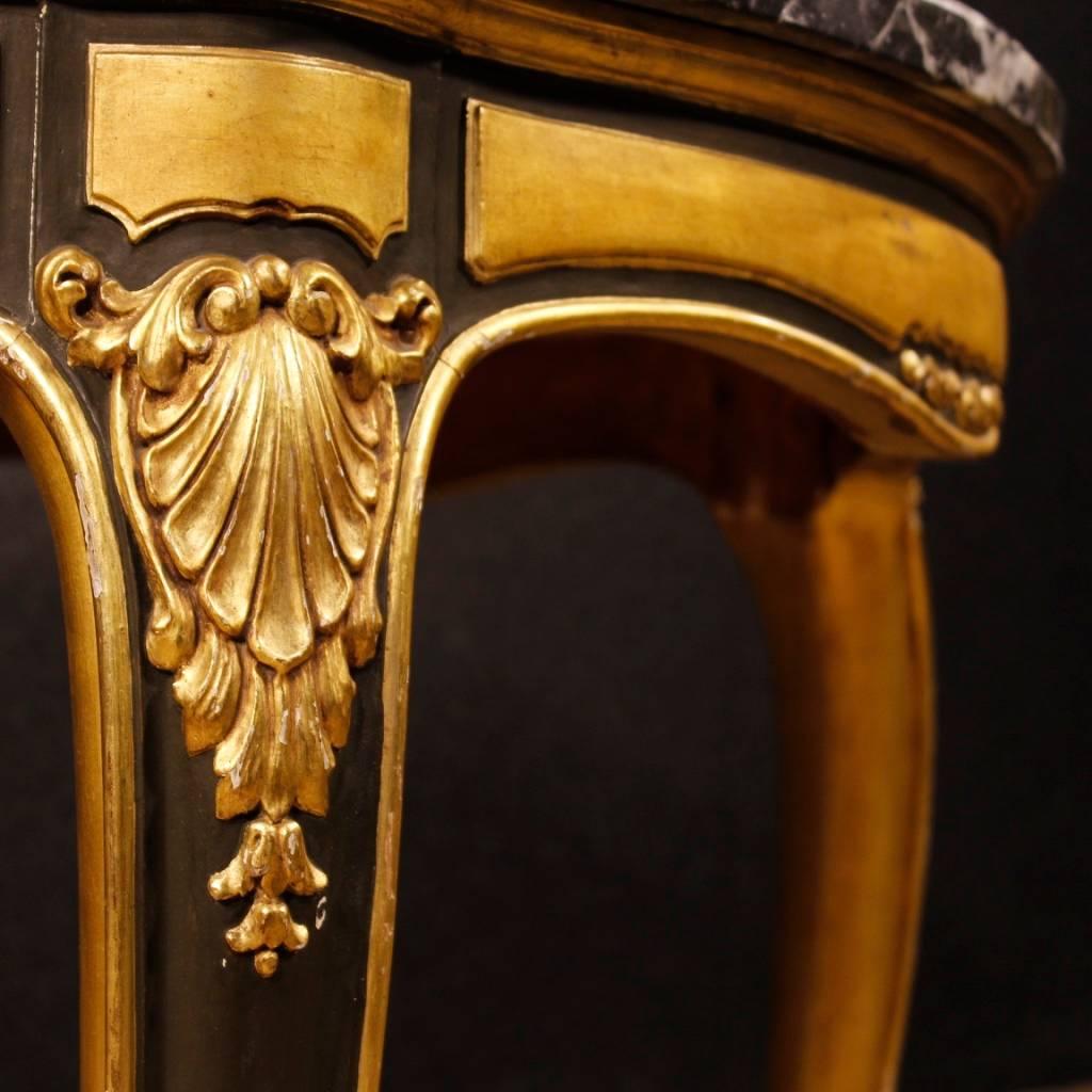 Spanish Table in Lacquered and Giltwood with Marble Top from 20th Century 3