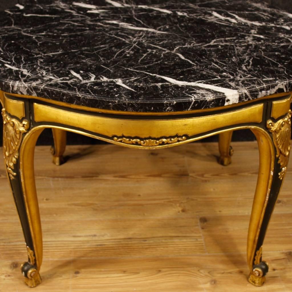 Spanish Table in Lacquered and Giltwood with Marble Top from 20th Century 6