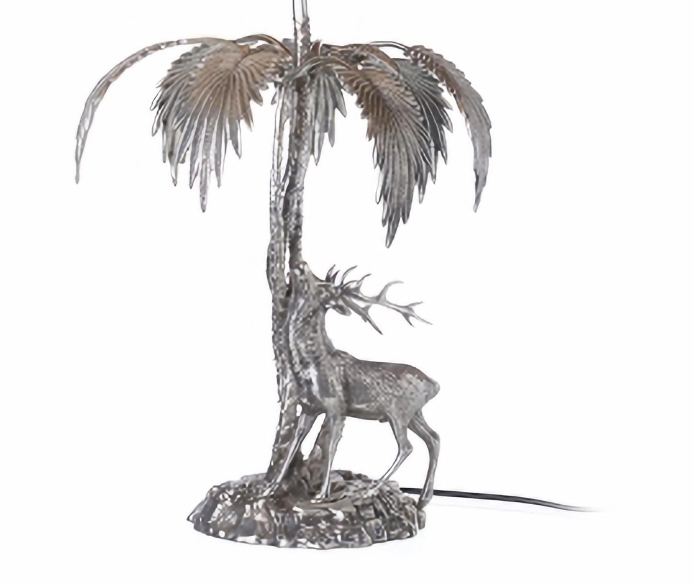 Moderne LAMPLES DE TABLE SPANISH « DEER AND PALM TREE » marque Valenti du 20e siècle en vente