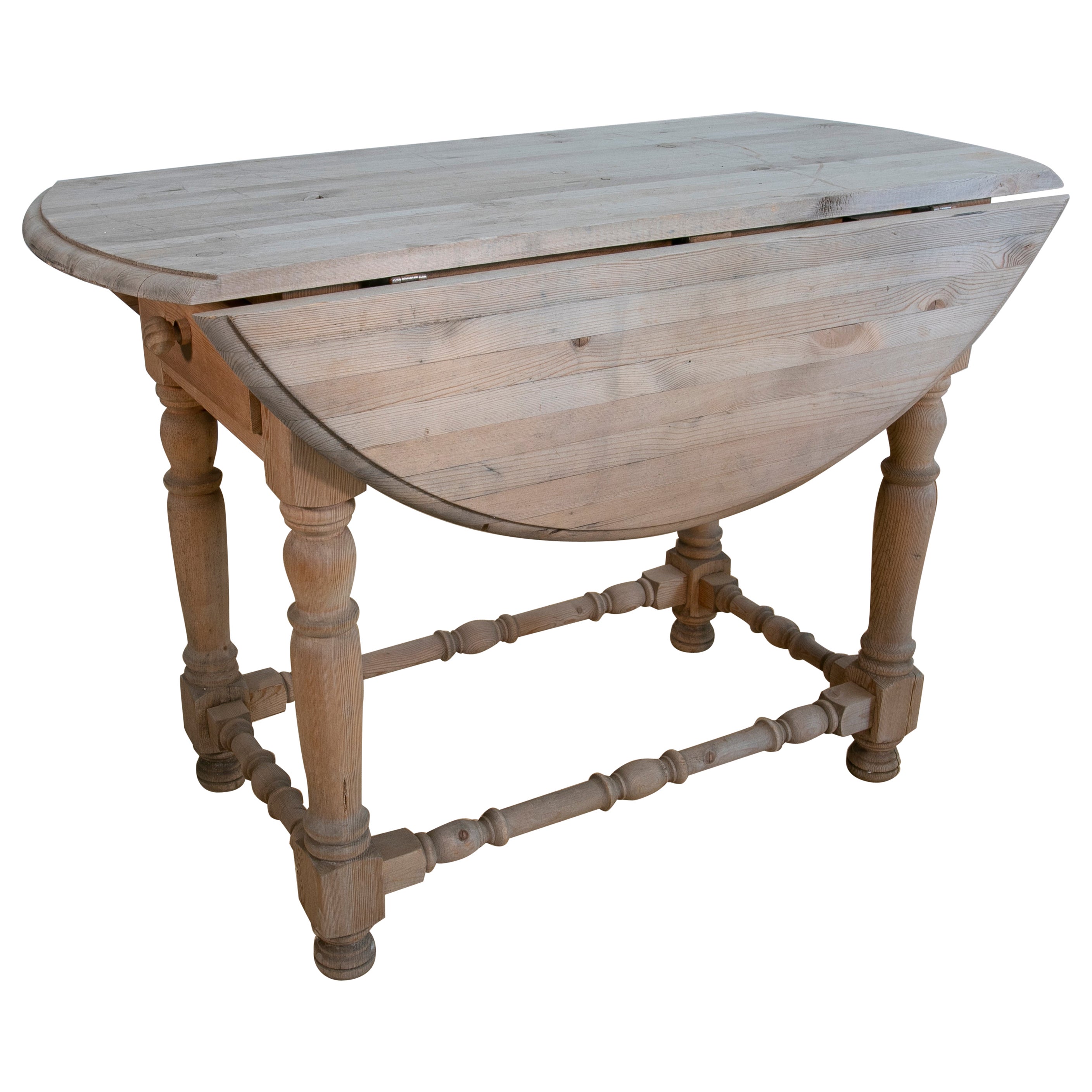 Spanish Table with Pine Wooden Wings and Drawers