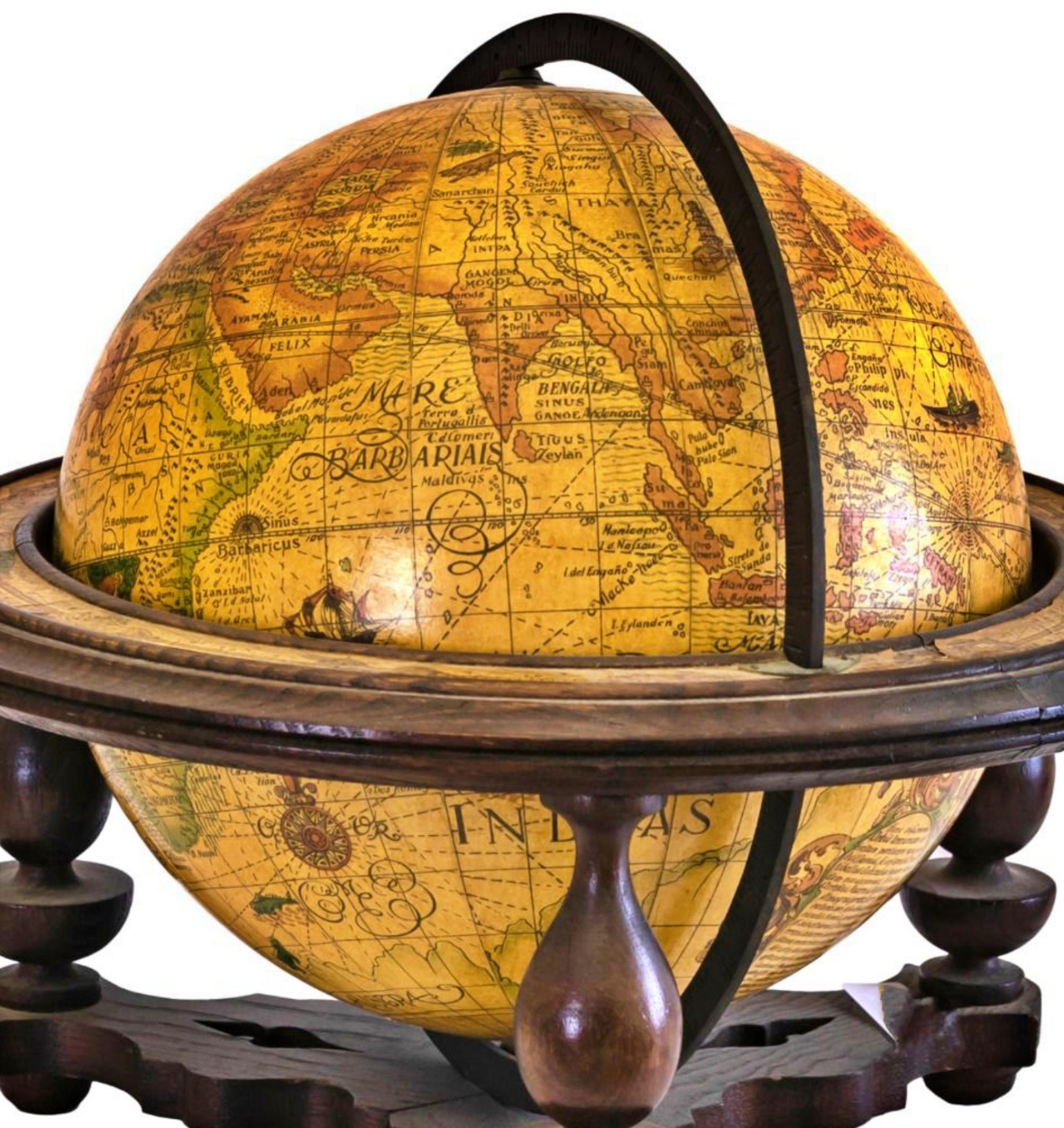 Modern Spanish Tabletop Globe with Turned Wood Support, Early 20th Century