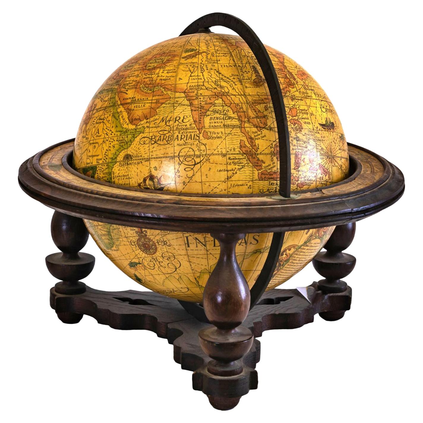 Spanish Tabletop Globe with Turned Wood Support, Early 20th Century