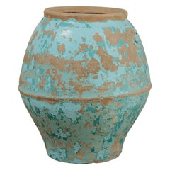 Spanische Terrakotta-Urne ... Reste von alter blauer Farbe ...