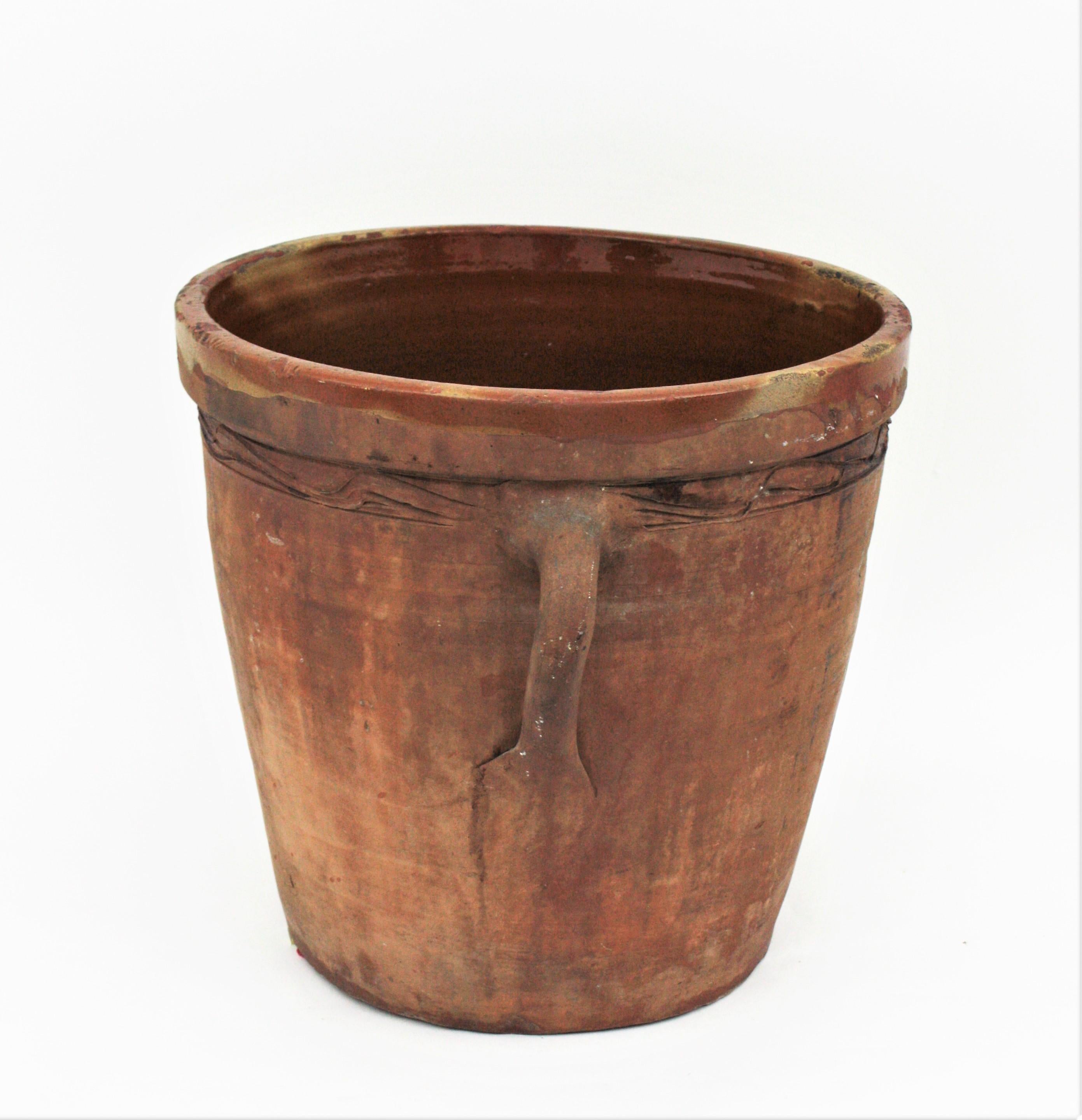 Spanish Terracotta Cheese Jar with Handles, 19th Century In Good Condition In Barcelona, ES