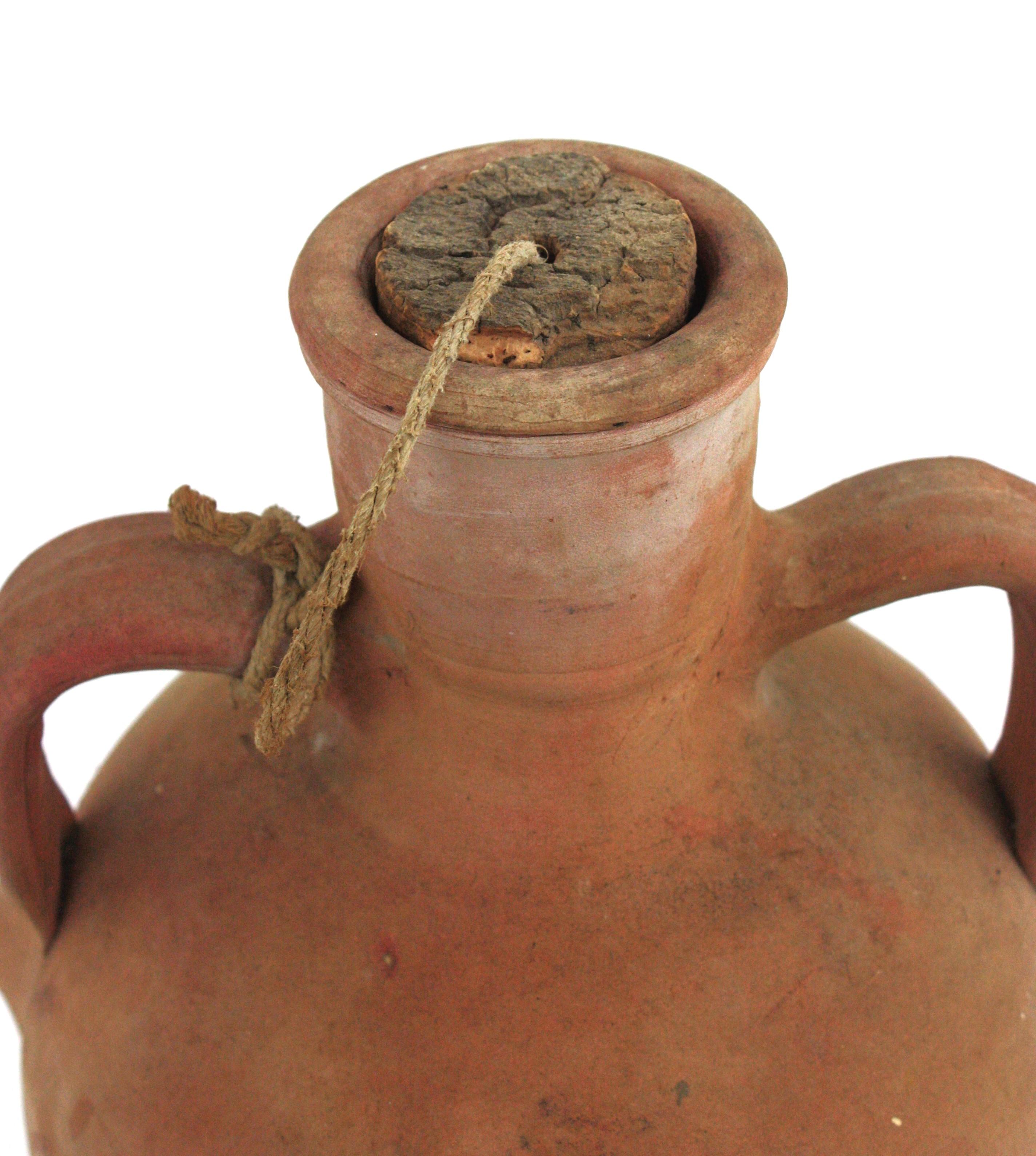 20th Century Spanish Terracotta Water Jar with Cork Plug For Sale