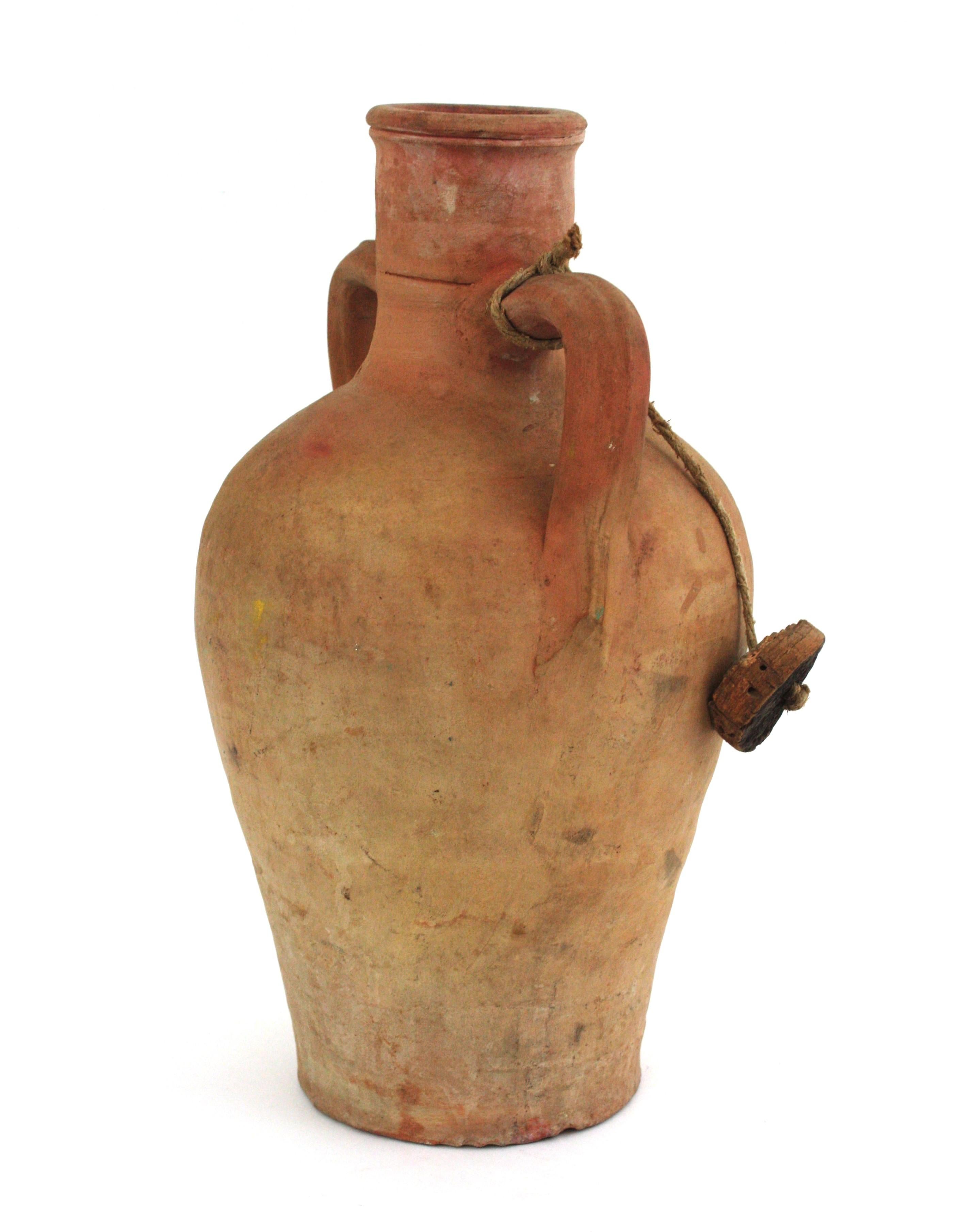Spanish Terracotta Water Jar with Cork Plug For Sale 1