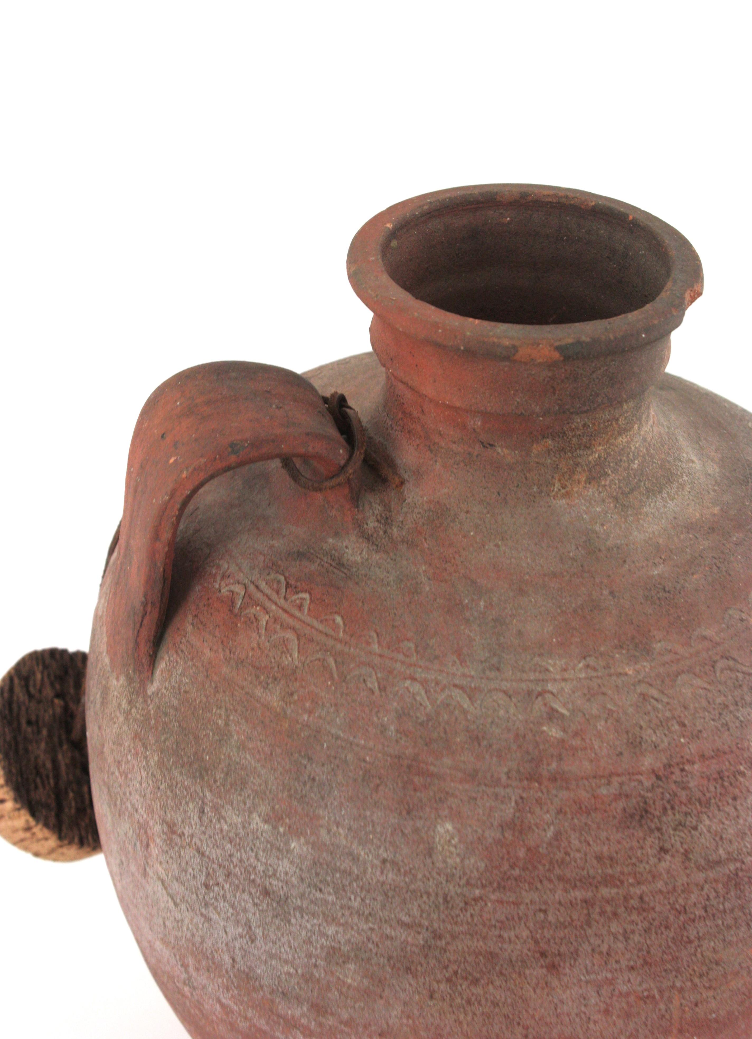 Spanish Terracotta Water Jar with Single Handle and Cork Plug For Sale 6
