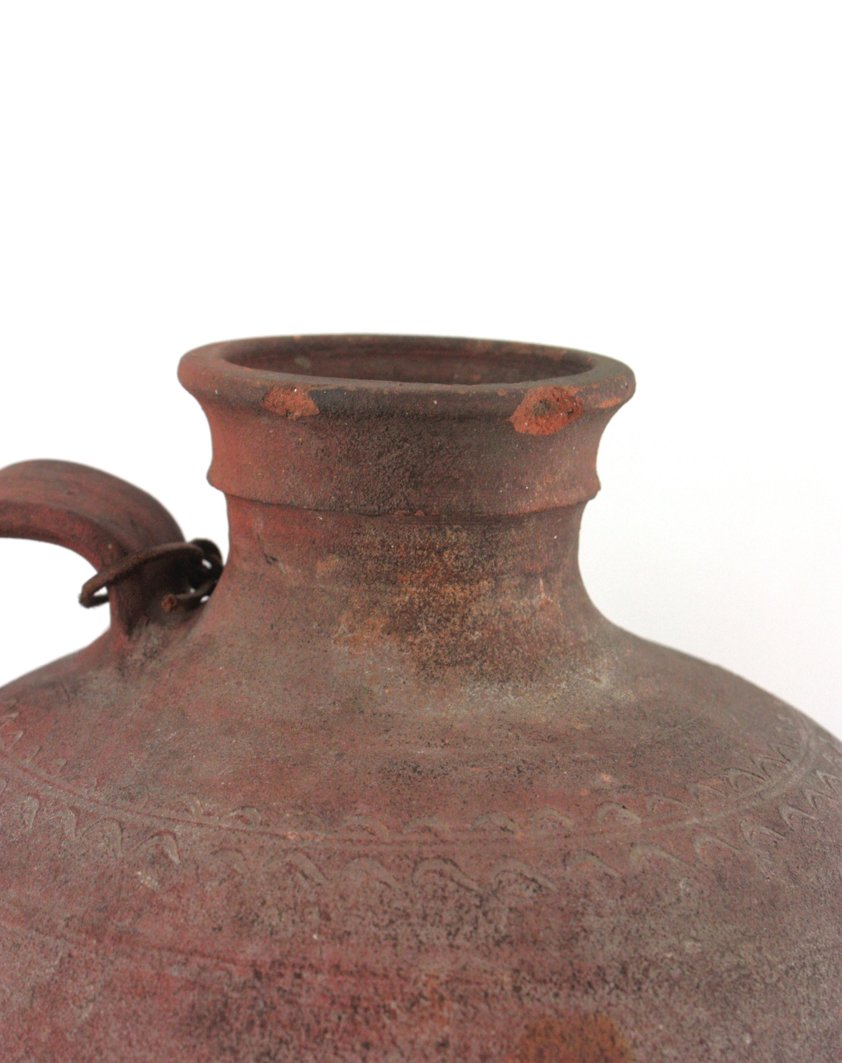 Spanish Terracotta Water Jar with Single Handle and Cork Plug For Sale 7