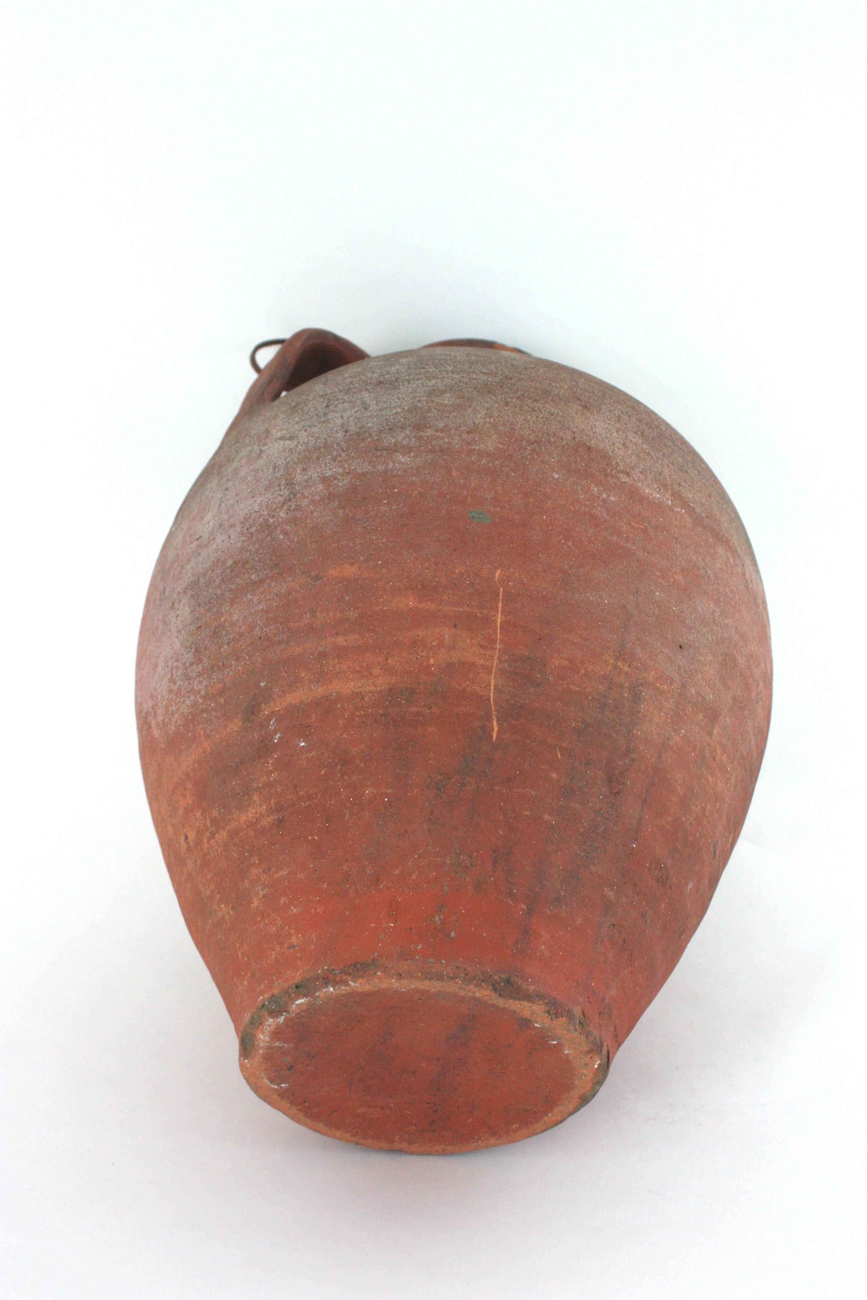 Spanish Terracotta Water Jar with Single Handle and Cork Plug For Sale 13