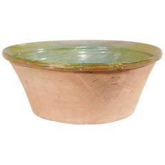 Spanish Terrocatta Bowl with Green Inner Glazing from the Mid-20th Century