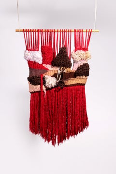 Spanish Textured macramé tapestry from the 70s – Unique design object