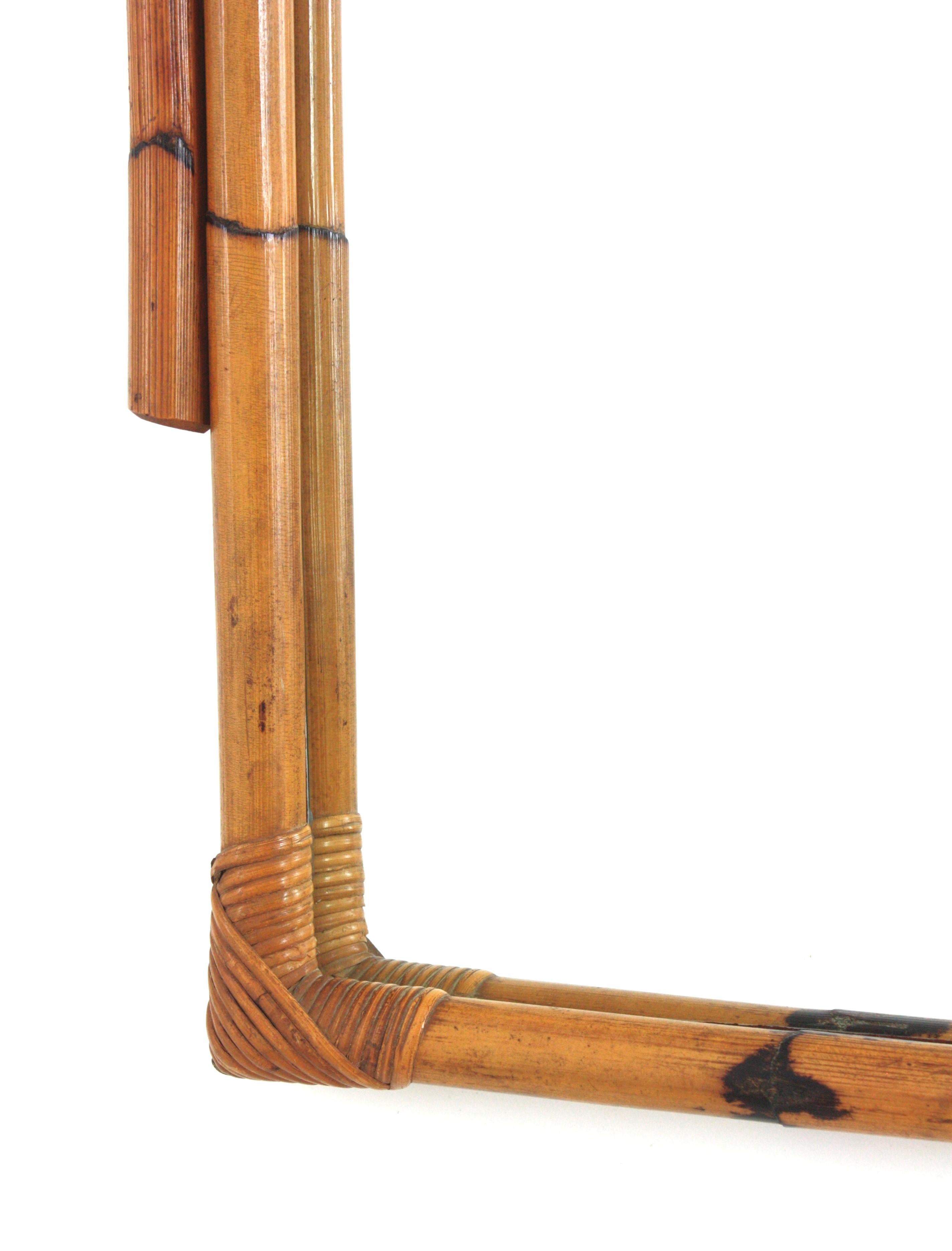 Specchio rettangolare in rattan spagnolo in vendita 3