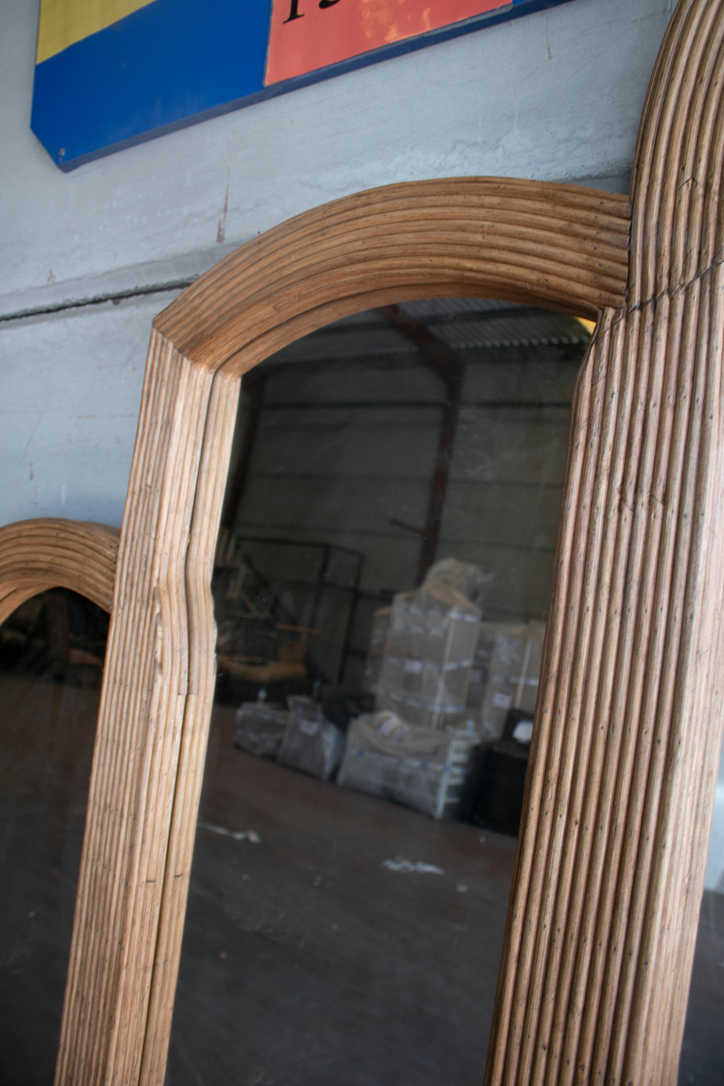 Spanish Three Panel Hand Made Bamboo Wall Mirror 8
