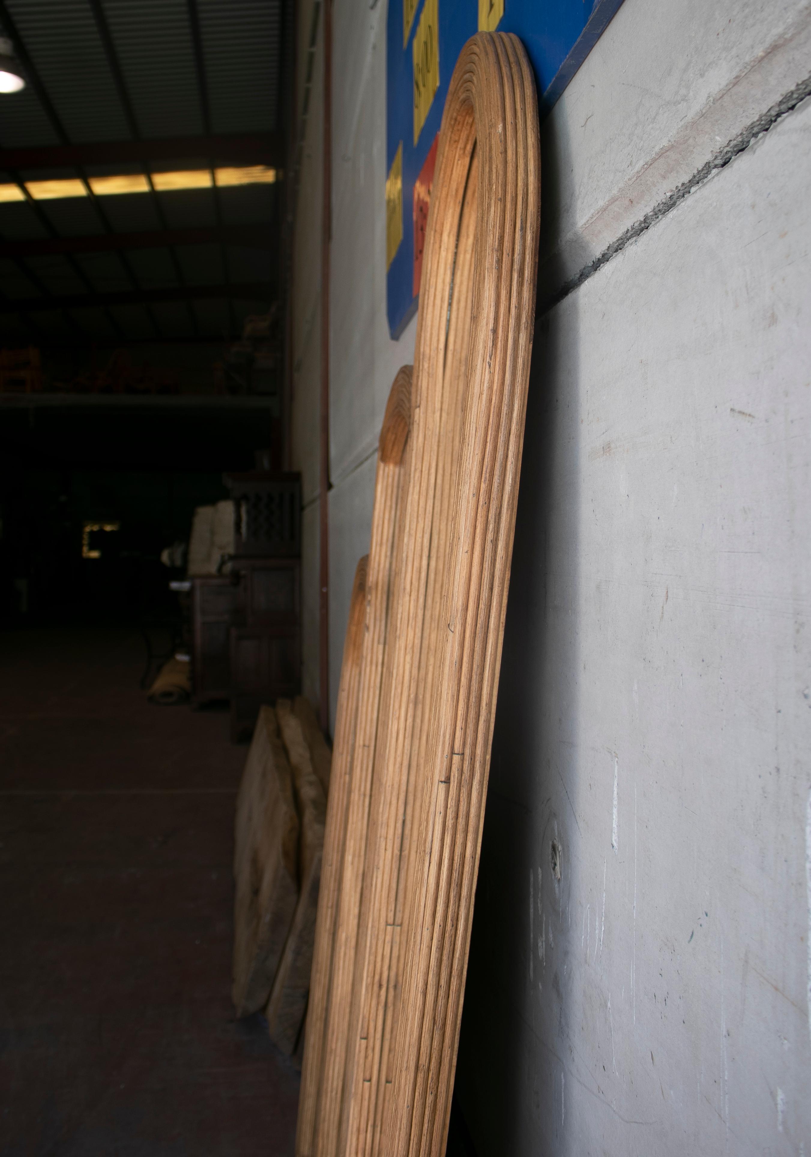 Spanish Three Panel Hand Made Bamboo Wall Mirror 12