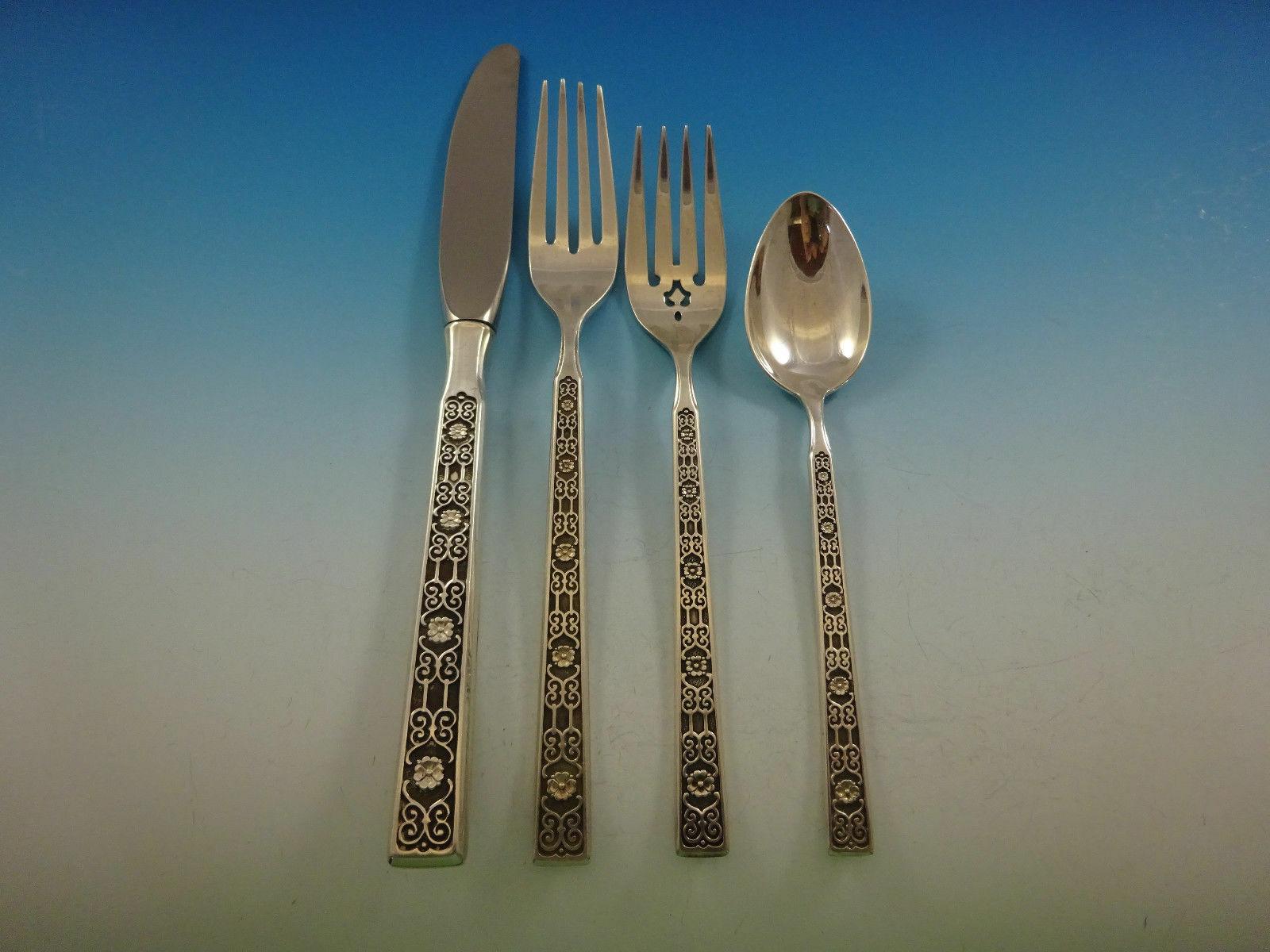 Spanish Tracery by Gorham sterling silver flatware set - 45 pieces. This set includes:

8 knives, 9