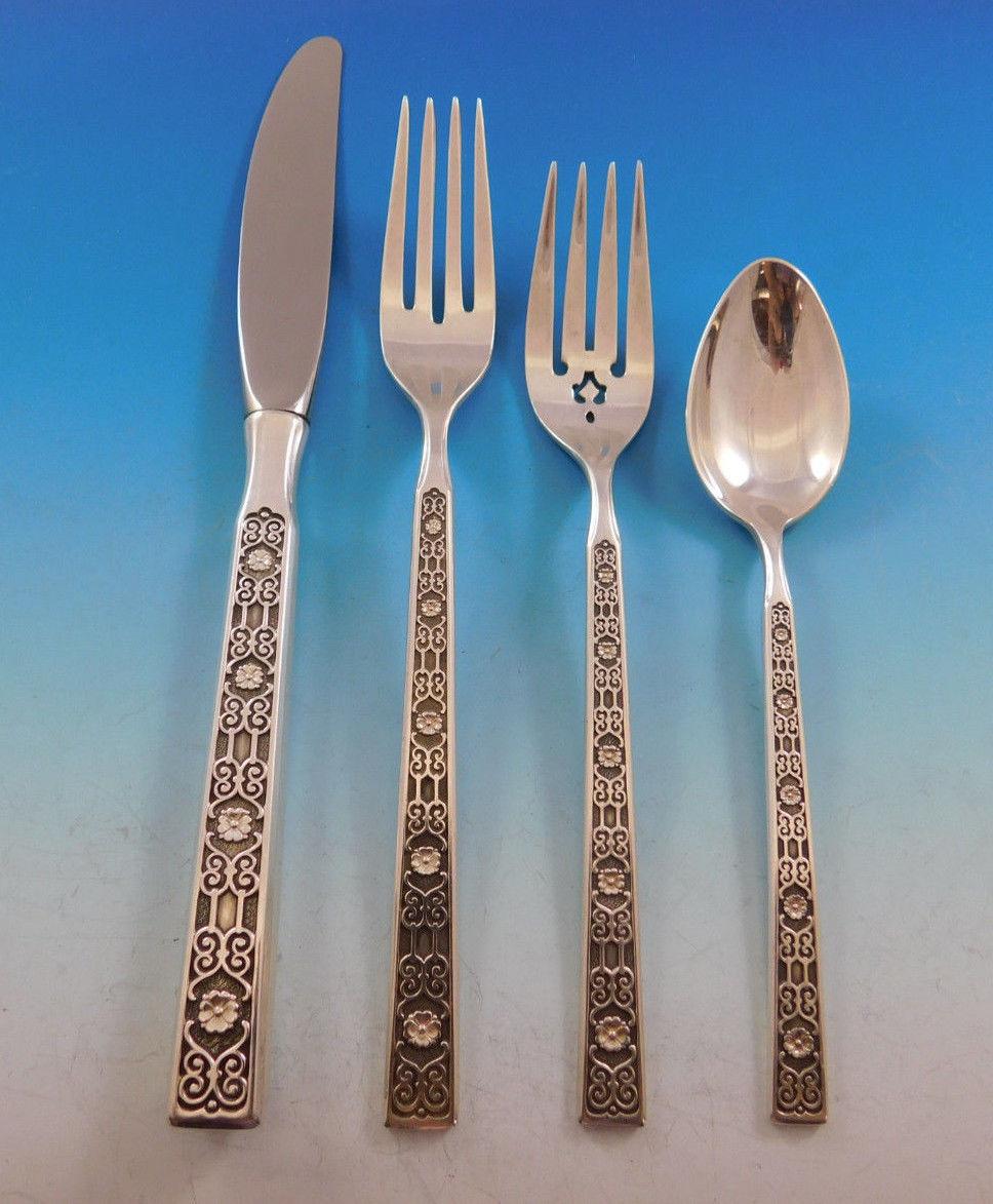 Spanish Tracery by Gorham Sterling Silver Flatware Service for 8 Set 46 pieces In Excellent Condition In Big Bend, WI