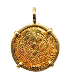 Spanish Treasure Gold Coin of 1 Escudo 1516-1556 Mount in an 18kt Gold Frame