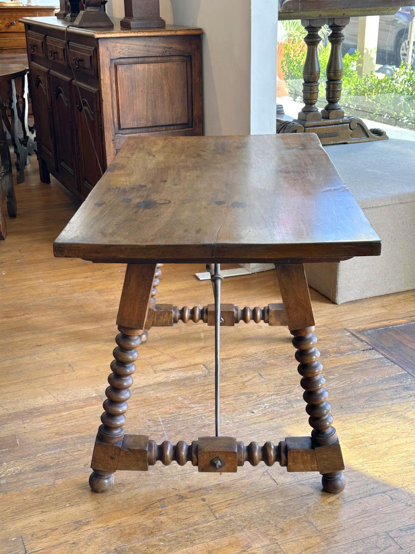 Carved Spanish Trestle Table, circa 1800 For Sale