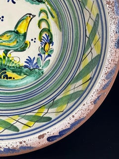 Spanish Triana Lebrillo with Bird Motif - Seville Ceramic Basin - 15.5in