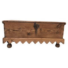 Antique Spanish Trunk, 19th Century, Pinewood