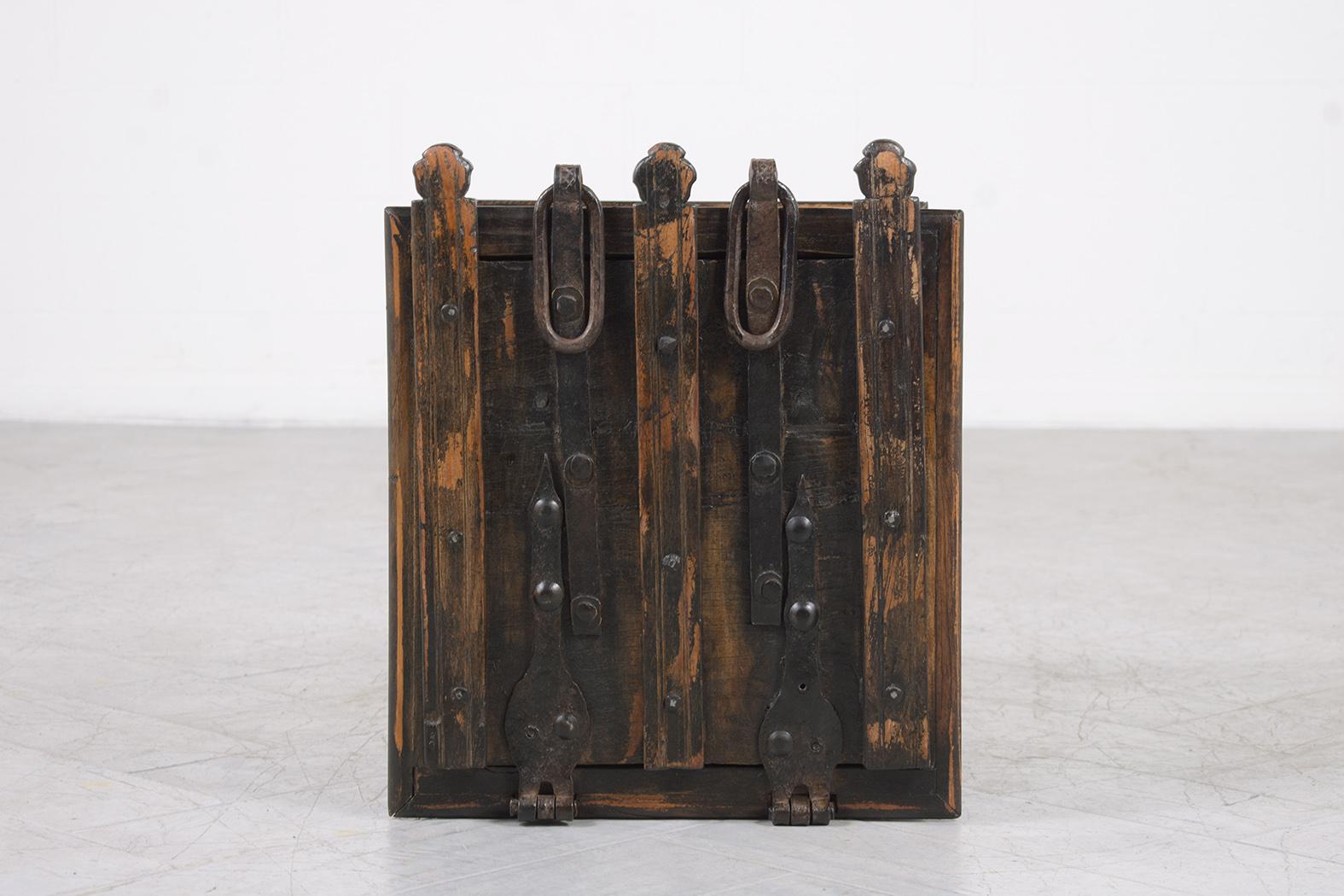 French 1970s Spanish-Style Vintage Wooden Trunk: A Blend of Craftsmanship and Elegance For Sale