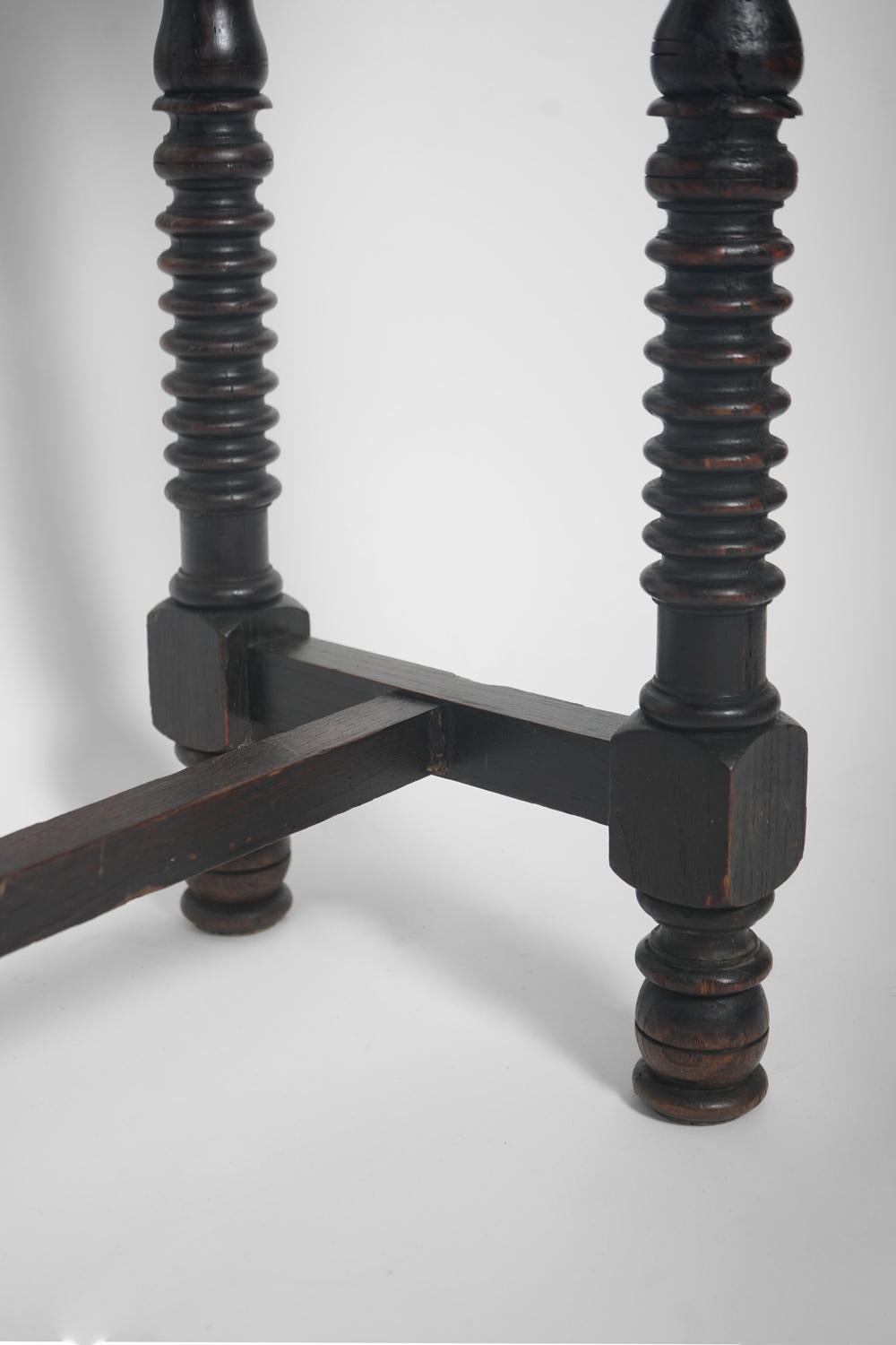Ebonized Spanish turned ebonised wood table console, 19th c For Sale