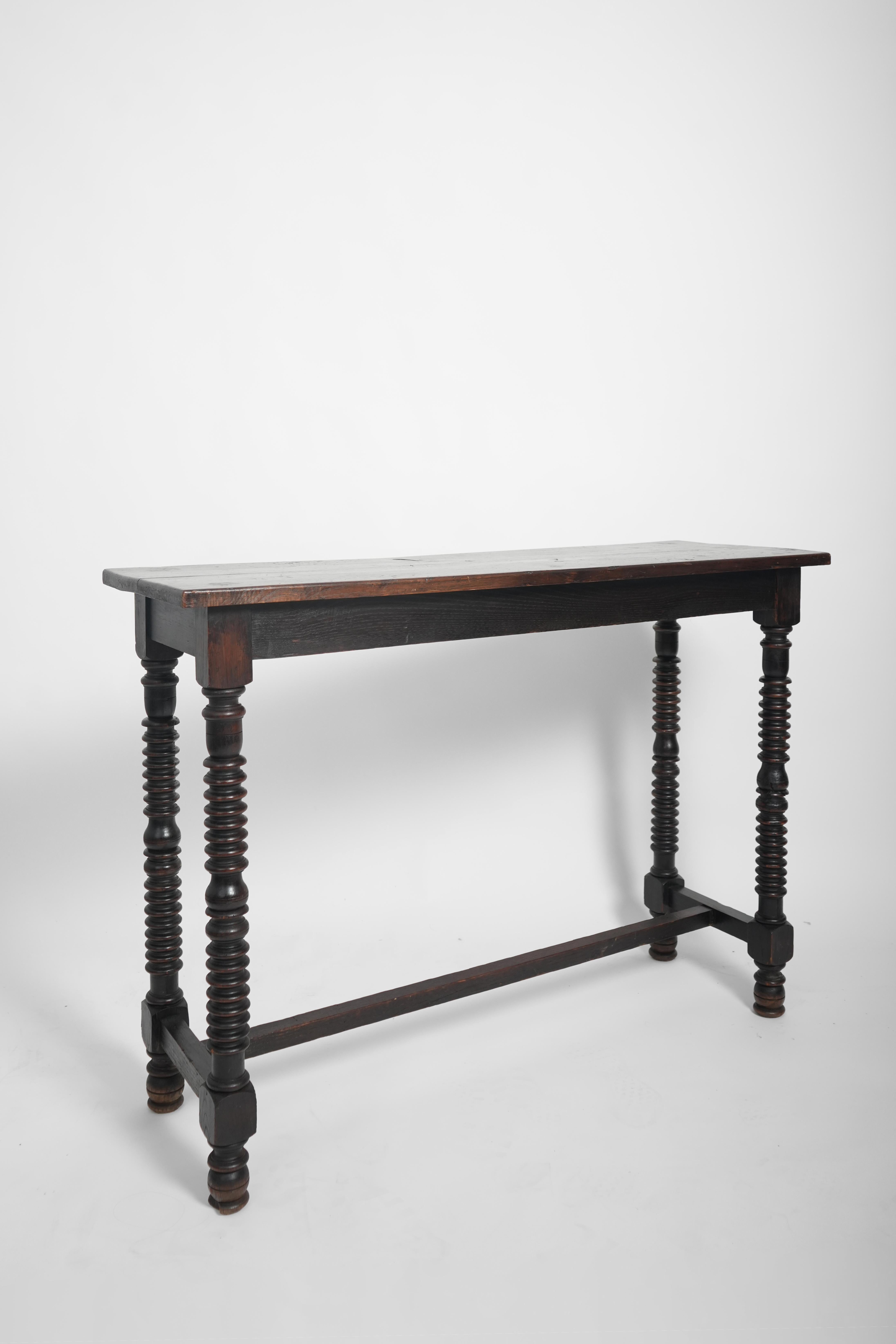 Spanish turned ebonised wood table console, 19th c In Excellent Condition For Sale In Lisboa, PT