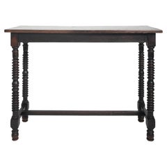 Antique Spanish turned ebonised wood table console, 19th c
