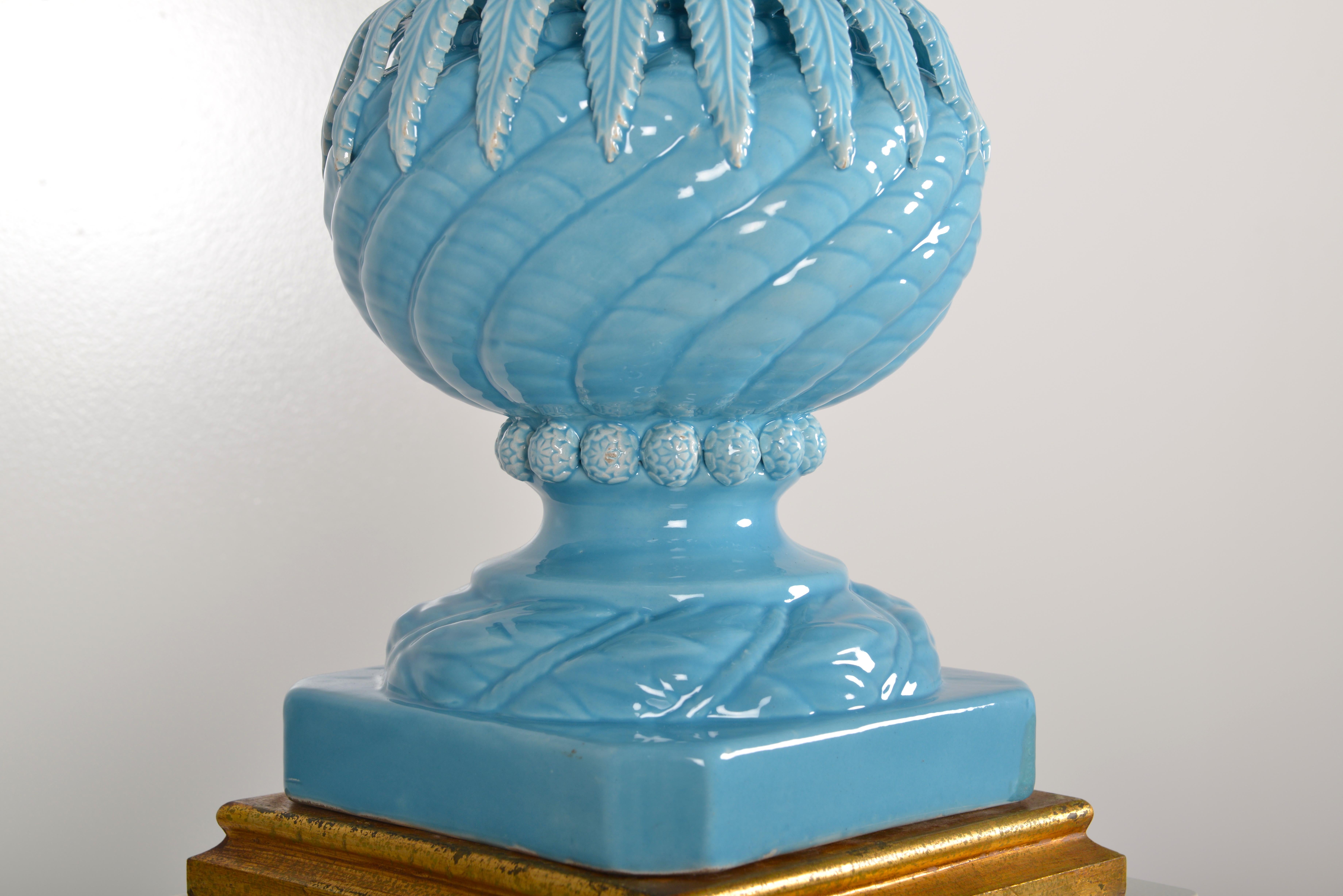 Spanish Turquoise Pineapple Table Lamp For Sale 5