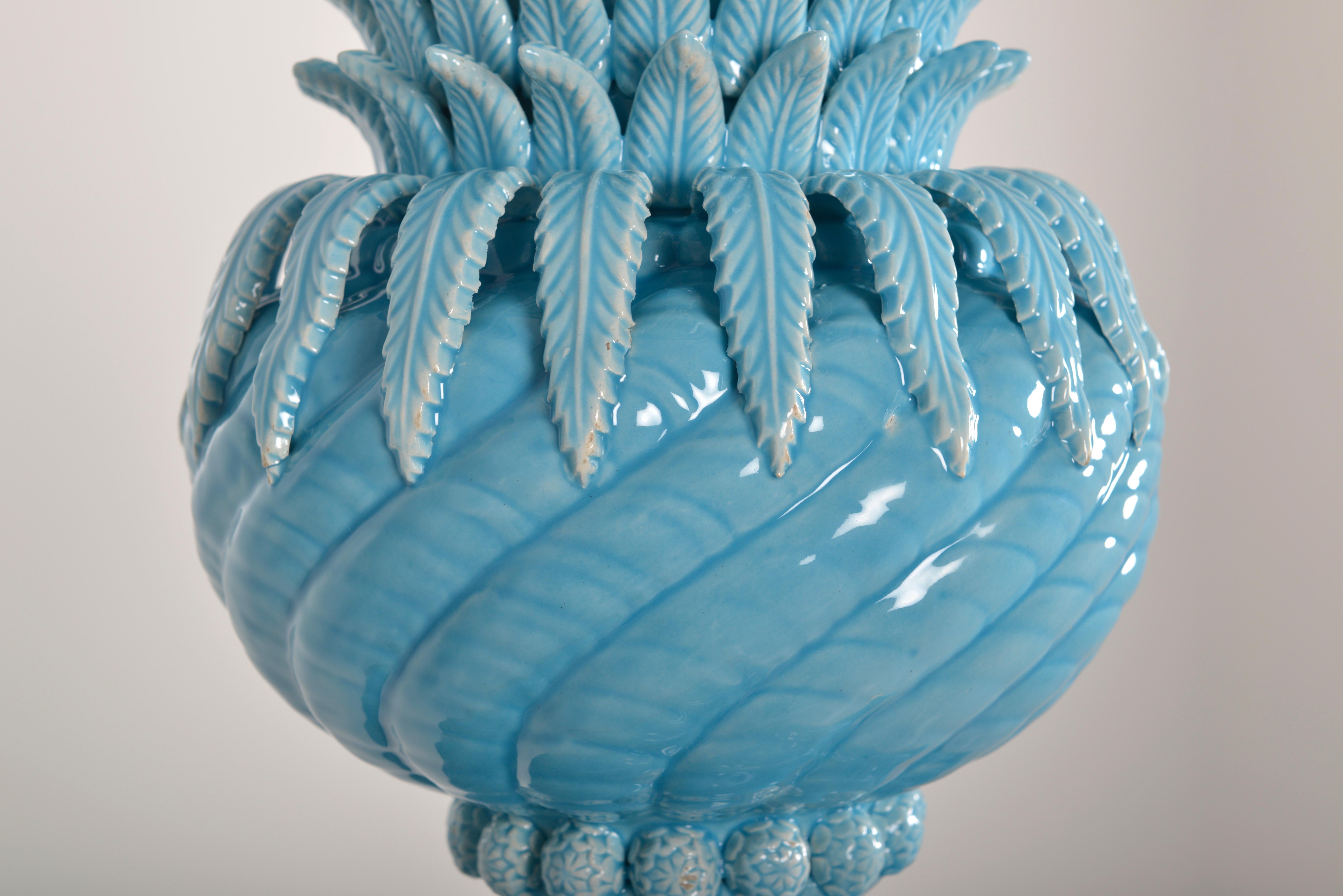 Spanish Turquoise Pineapple Table Lamp For Sale 6