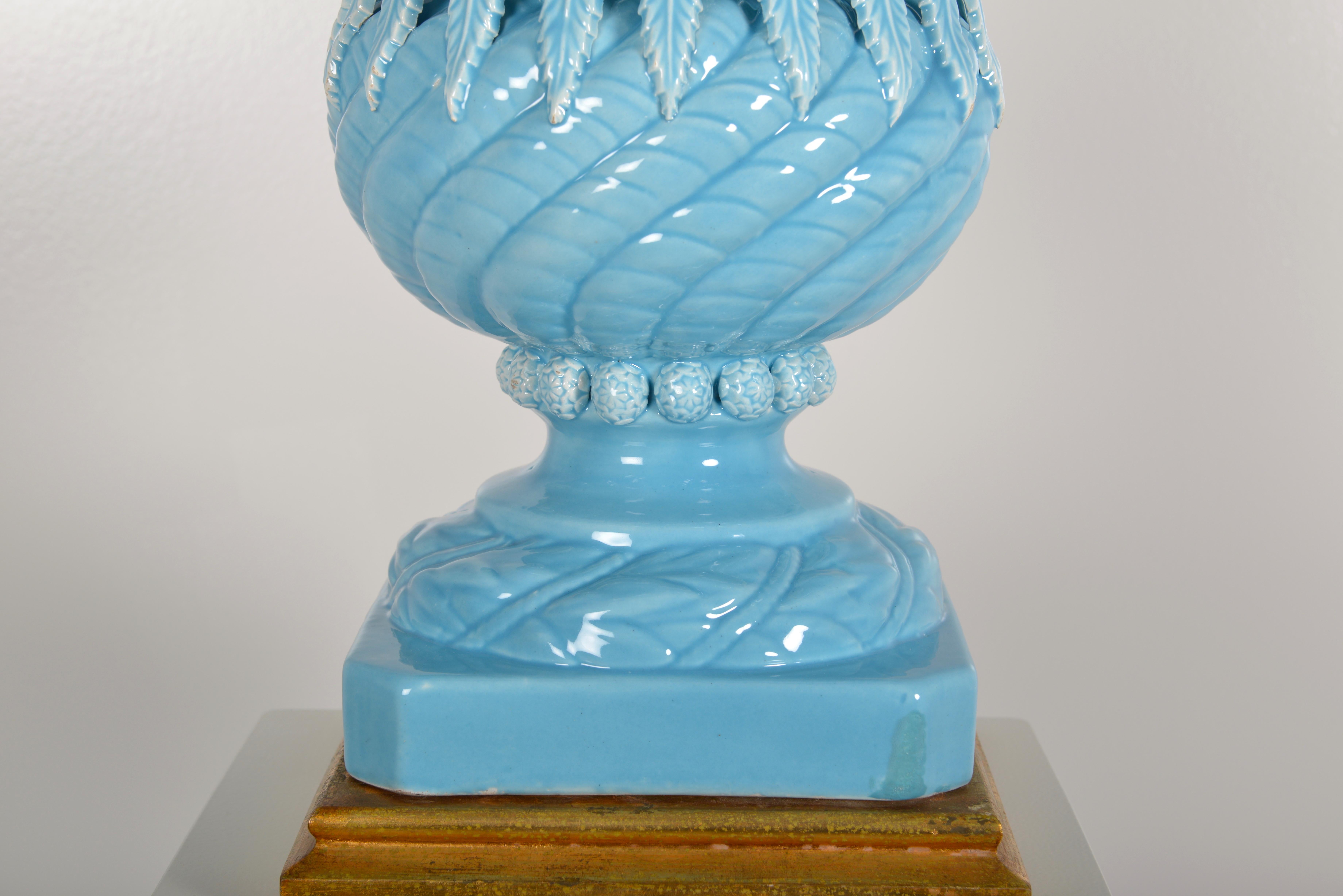 Spanish Turquoise Pineapple Table Lamp For Sale 4