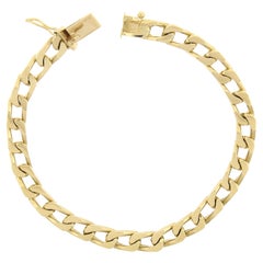 Bracelet unisexe espagnol unisexe en or jaune 18 carats massif 5,7 mm 7" à maillons cubains