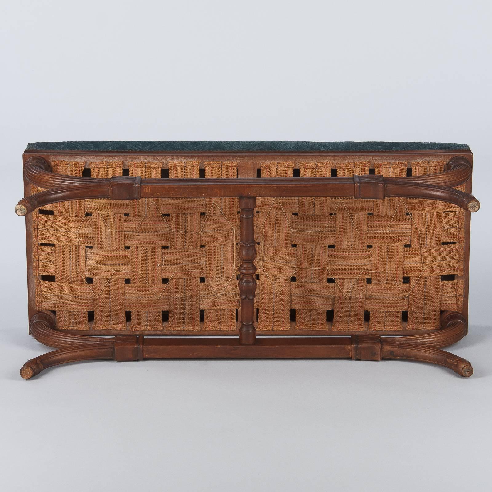 Spanish Upholstered Walnut Bench, 1920s 5