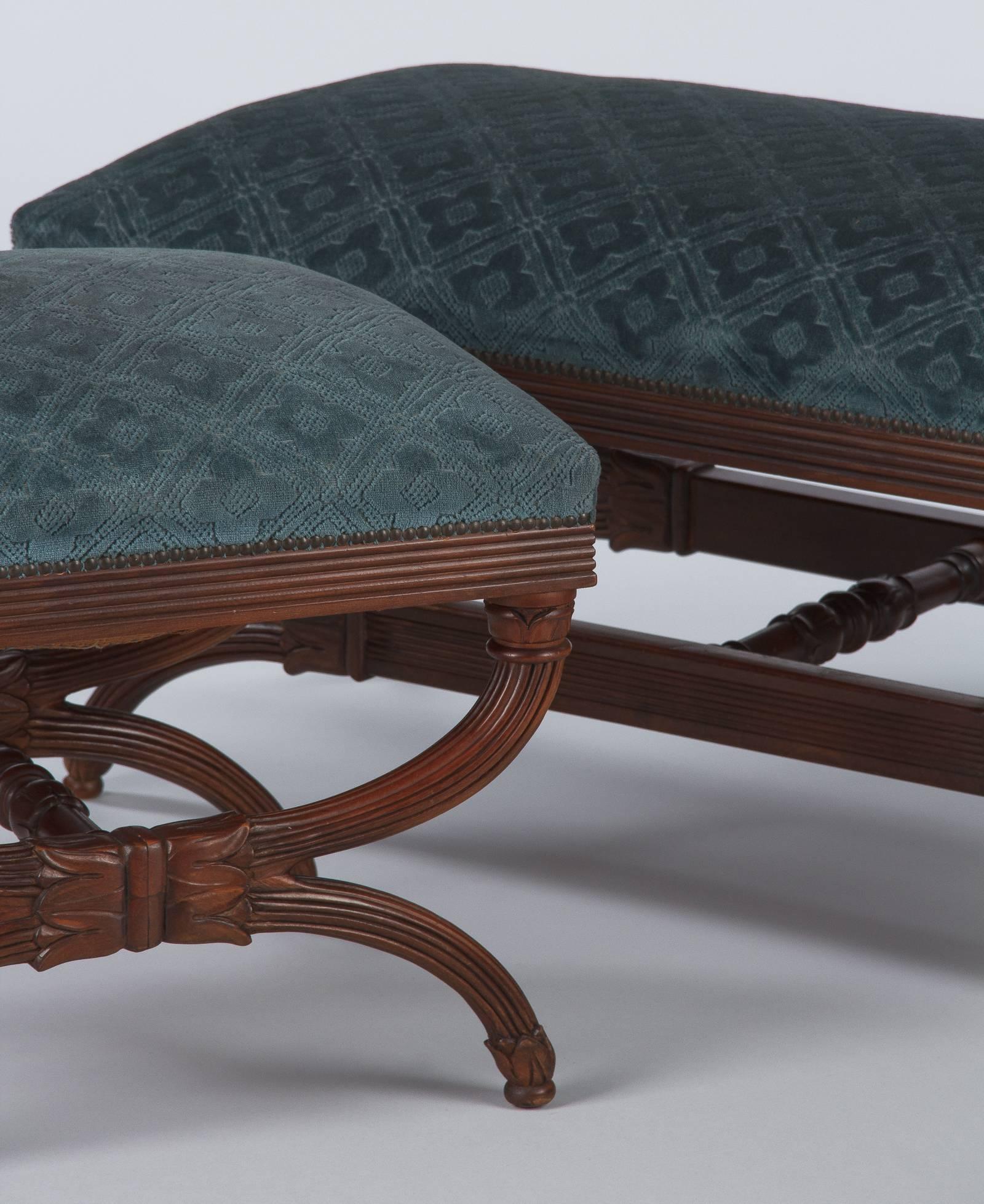 Spanish Upholstered Walnut Ottoman, 1920s 5