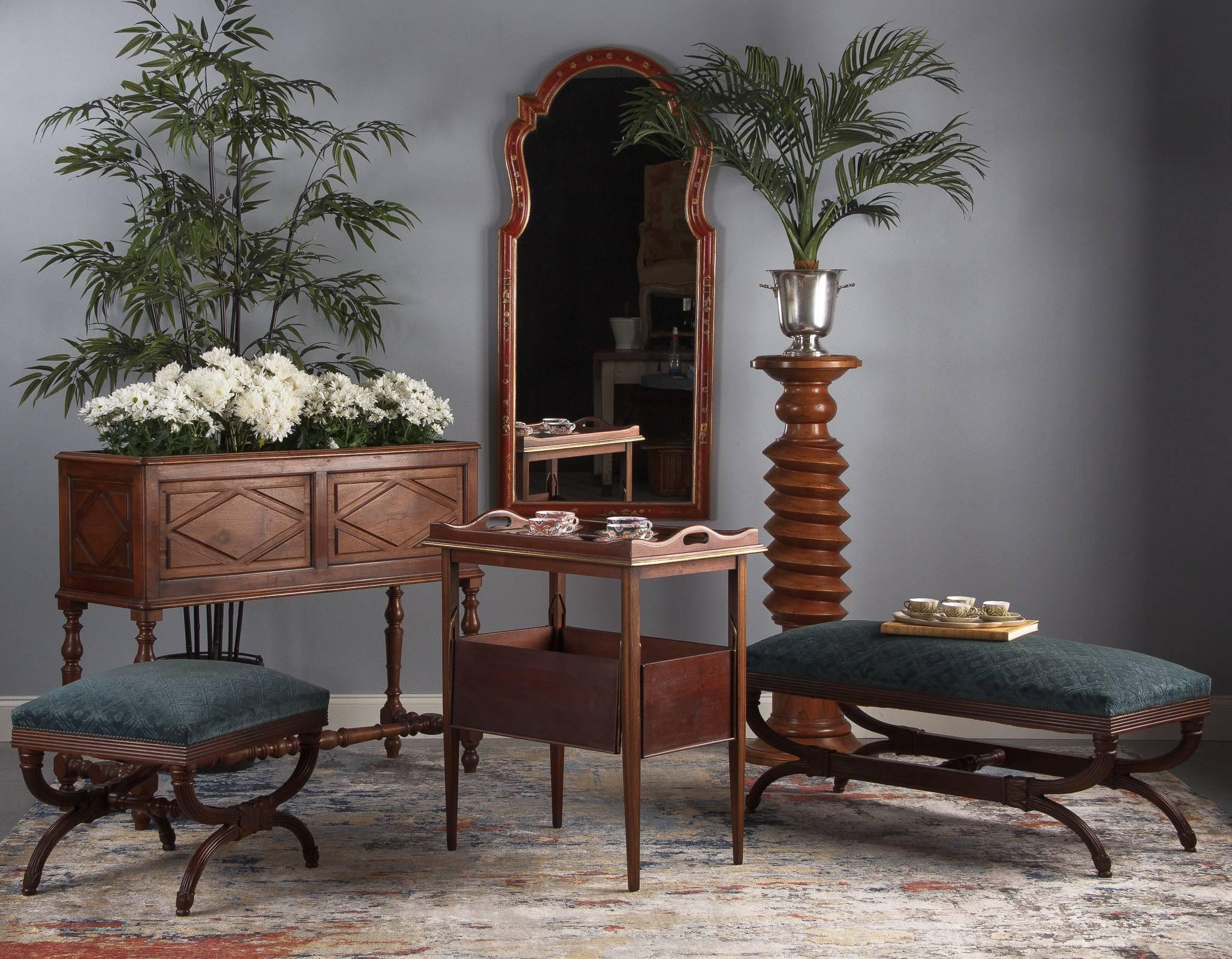 Spanish Upholstered Walnut Ottoman, 1920s 9