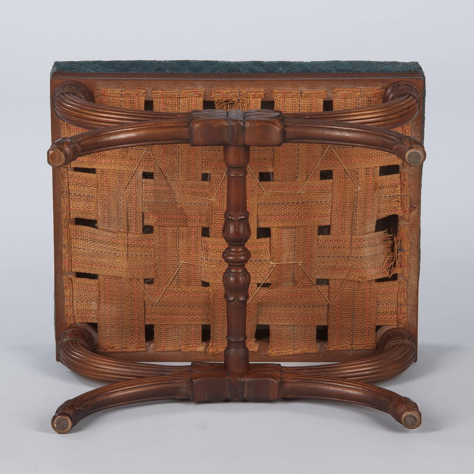 Spanish Upholstered Walnut Ottoman, 1920s 2