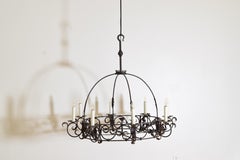 Spanish, Valencia, Wrought Iron 8-Light Dome-Form Chandelier, Early 20th Century