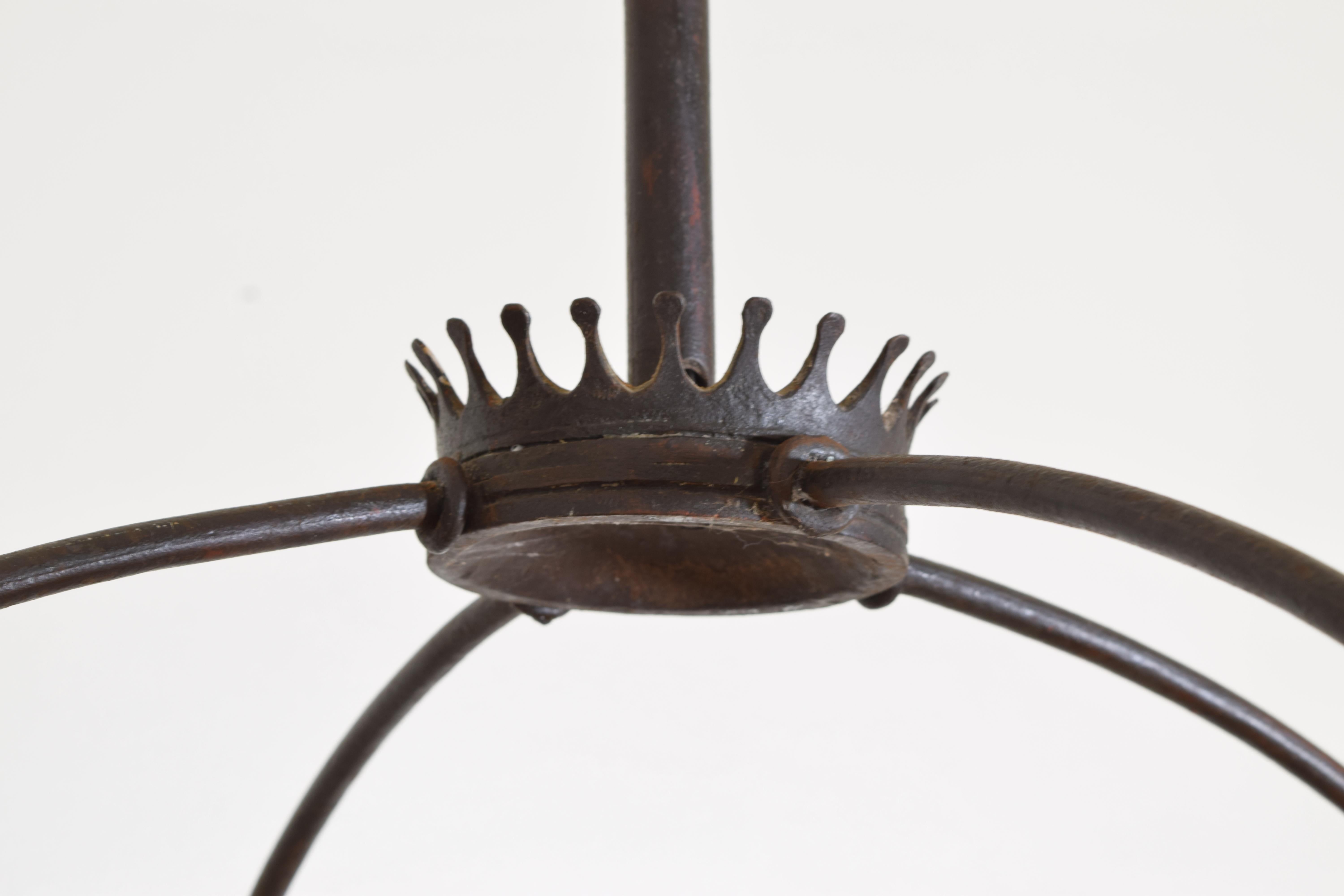 Spanish, Valencia, Wrought Iron 8-Light Dome-Form Chandelier, Early 20th Century For Sale 4
