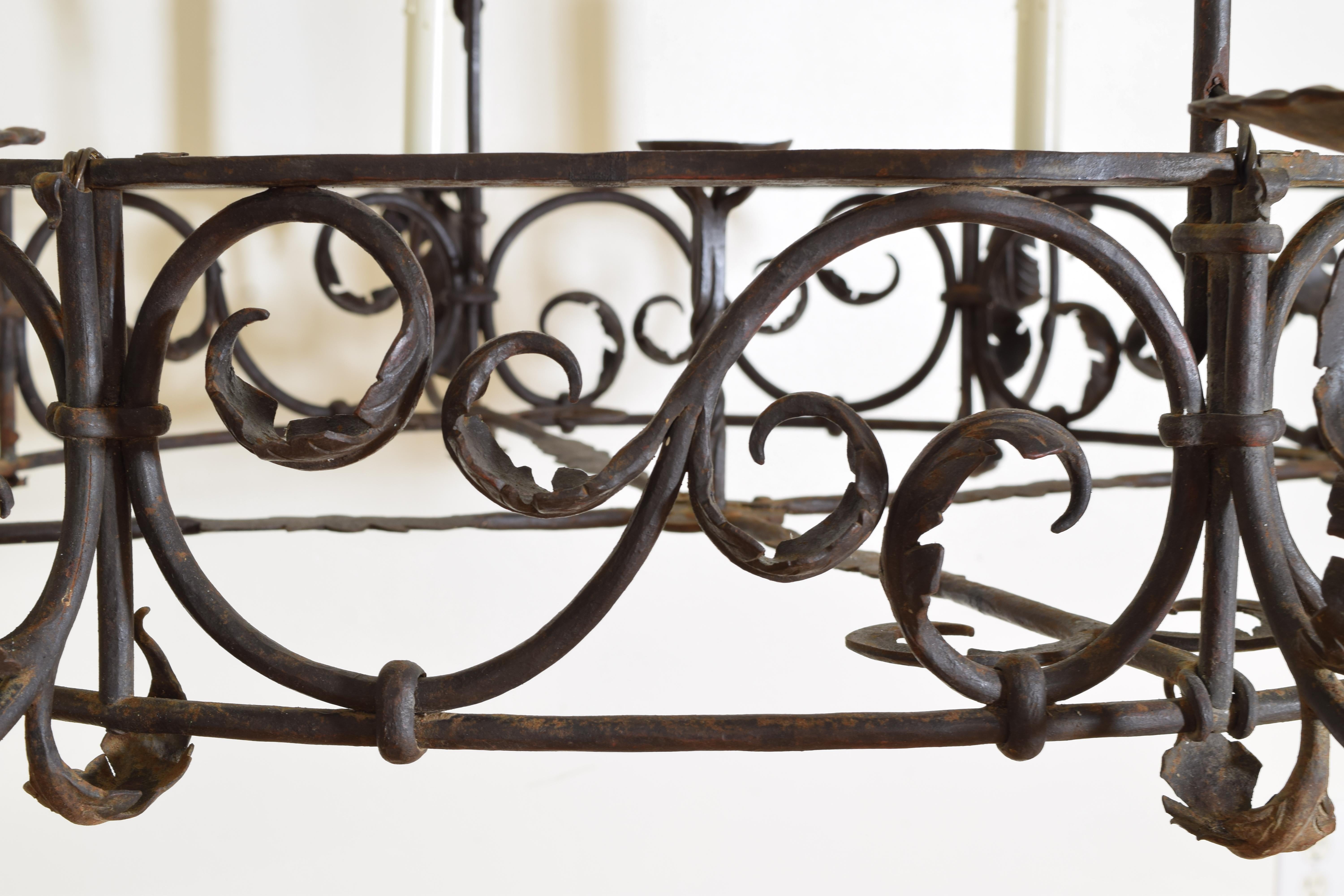 Spanish, Valencia, Wrought Iron 8-Light Dome-Form Chandelier, Early 20th Century For Sale 6