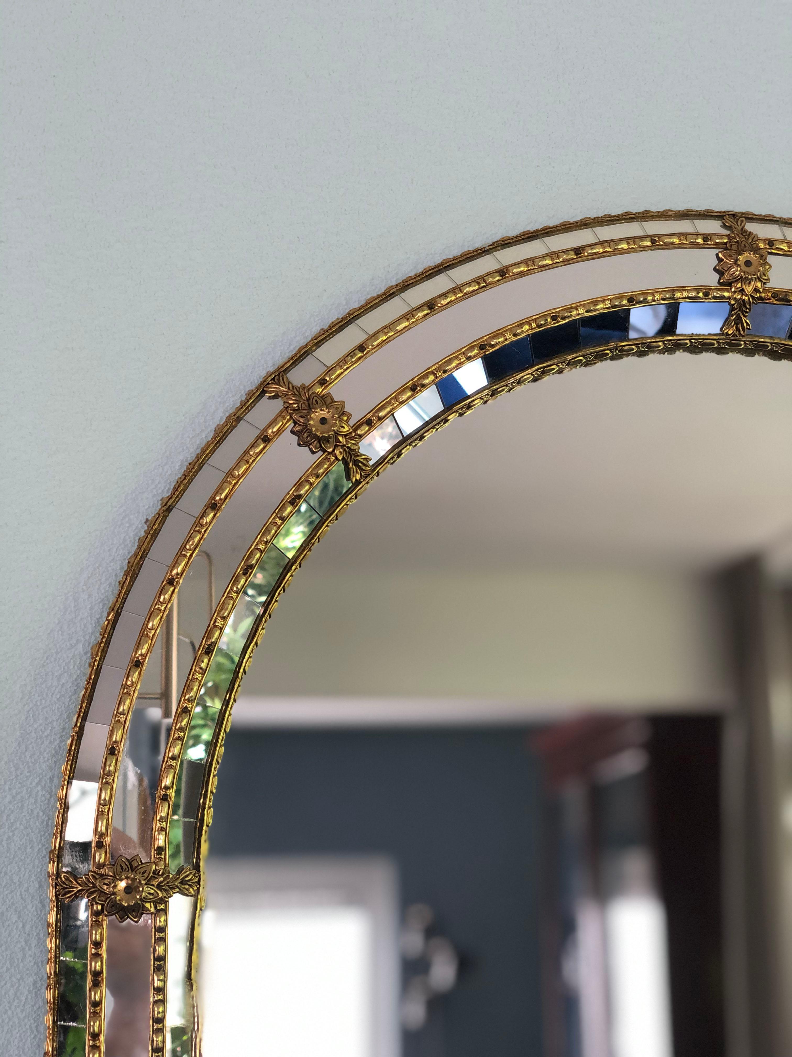 Hand-Crafted Spanish Venetian Full Length Mirror Hollywood Regency 1980s