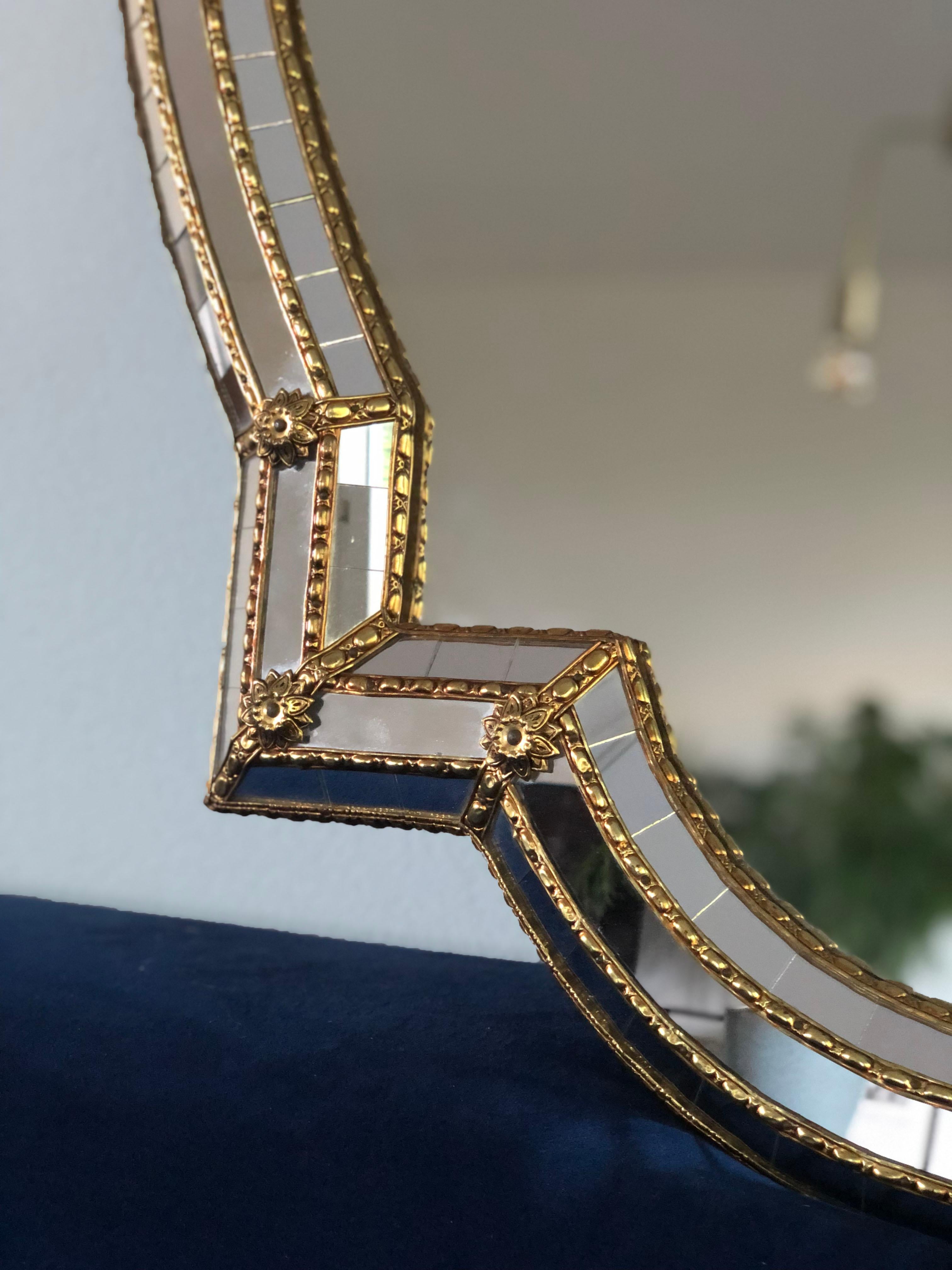 Hand-Crafted Spanish Venetian Full Length Mirror Hollywood Regency 1980s