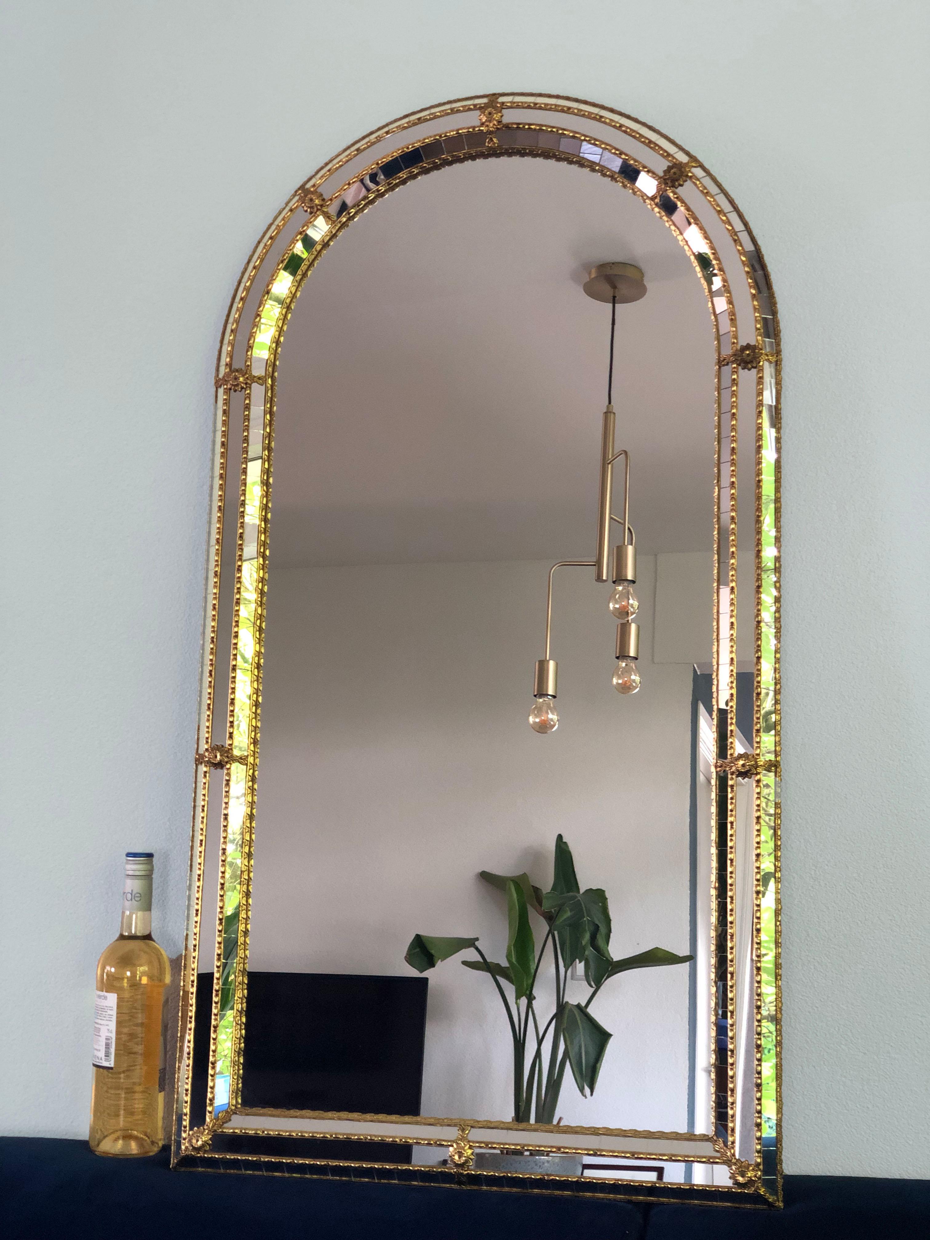 Late 20th Century Spanish Venetian Full Length Mirror Hollywood Regency 1980s