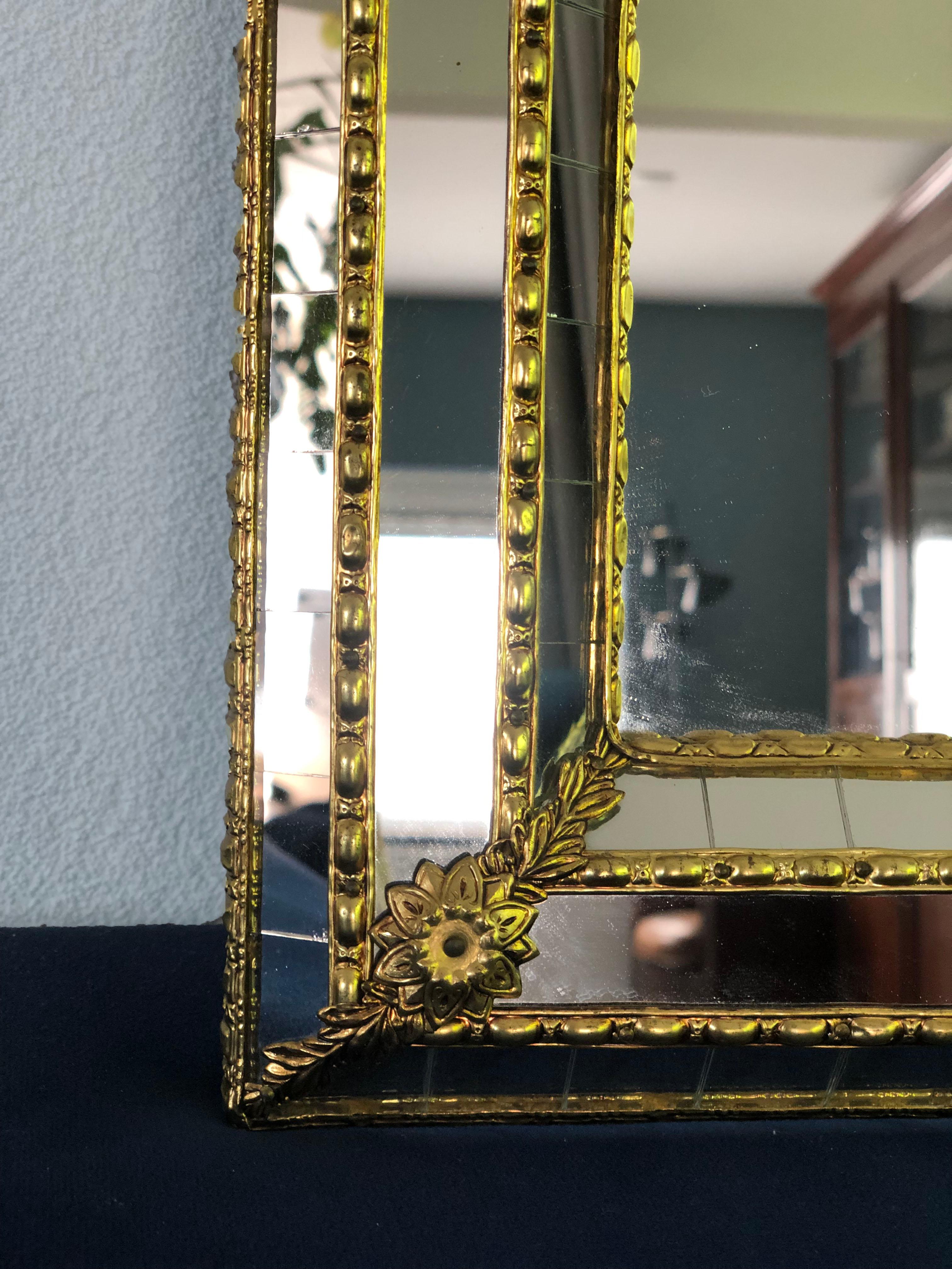 Brass Spanish Venetian Full Length Mirror Hollywood Regency 1980s