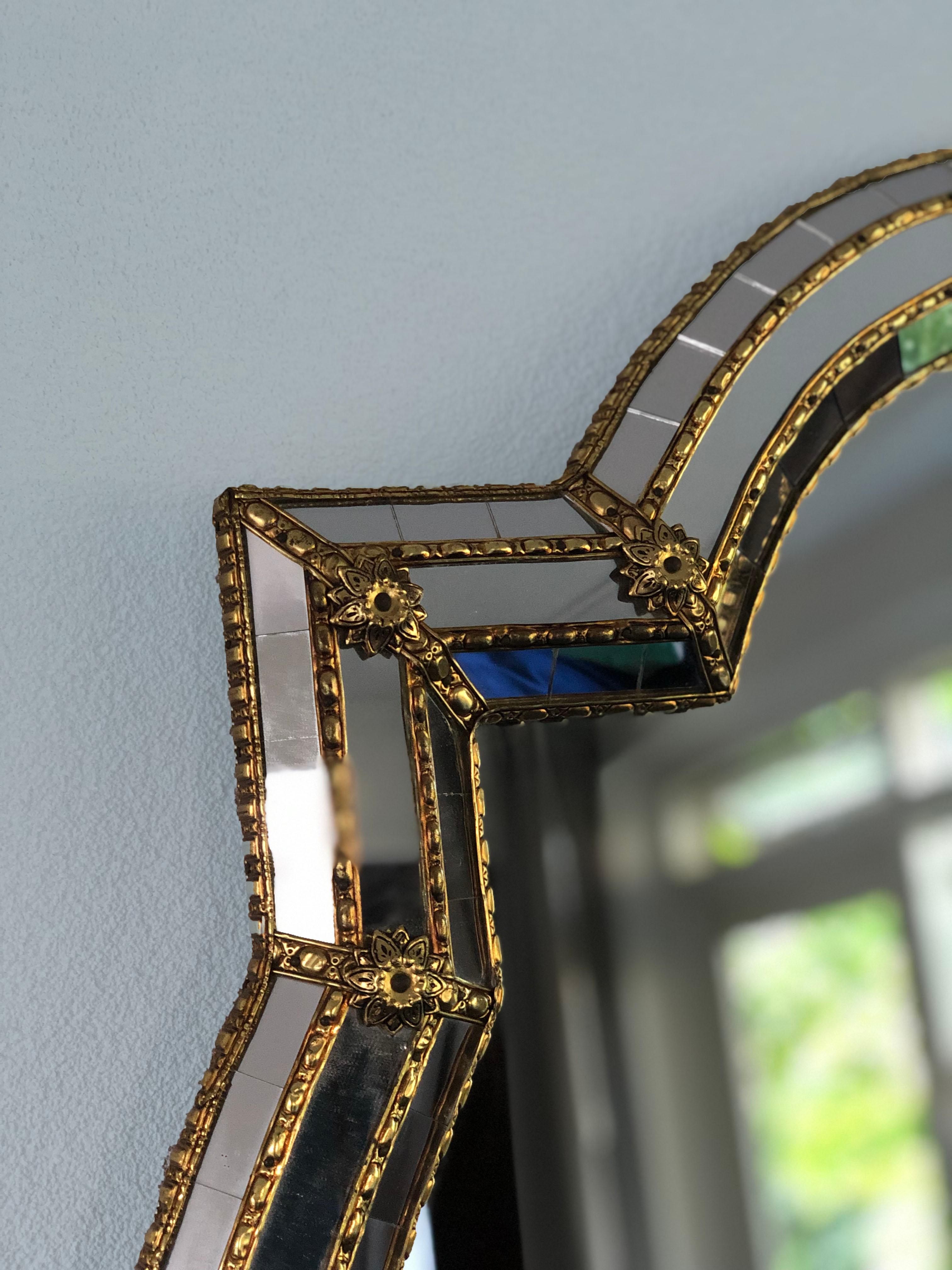 Late 20th Century Spanish Venetian Full Length Mirror Hollywood Regency 1980s